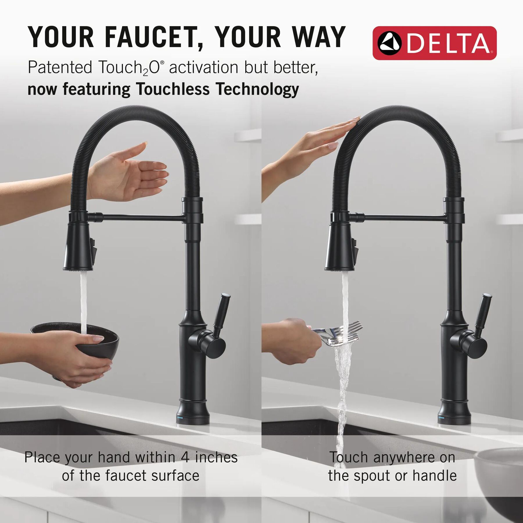 Touch2O&reg; Technology Kitchen Faucet with Touchless Technology