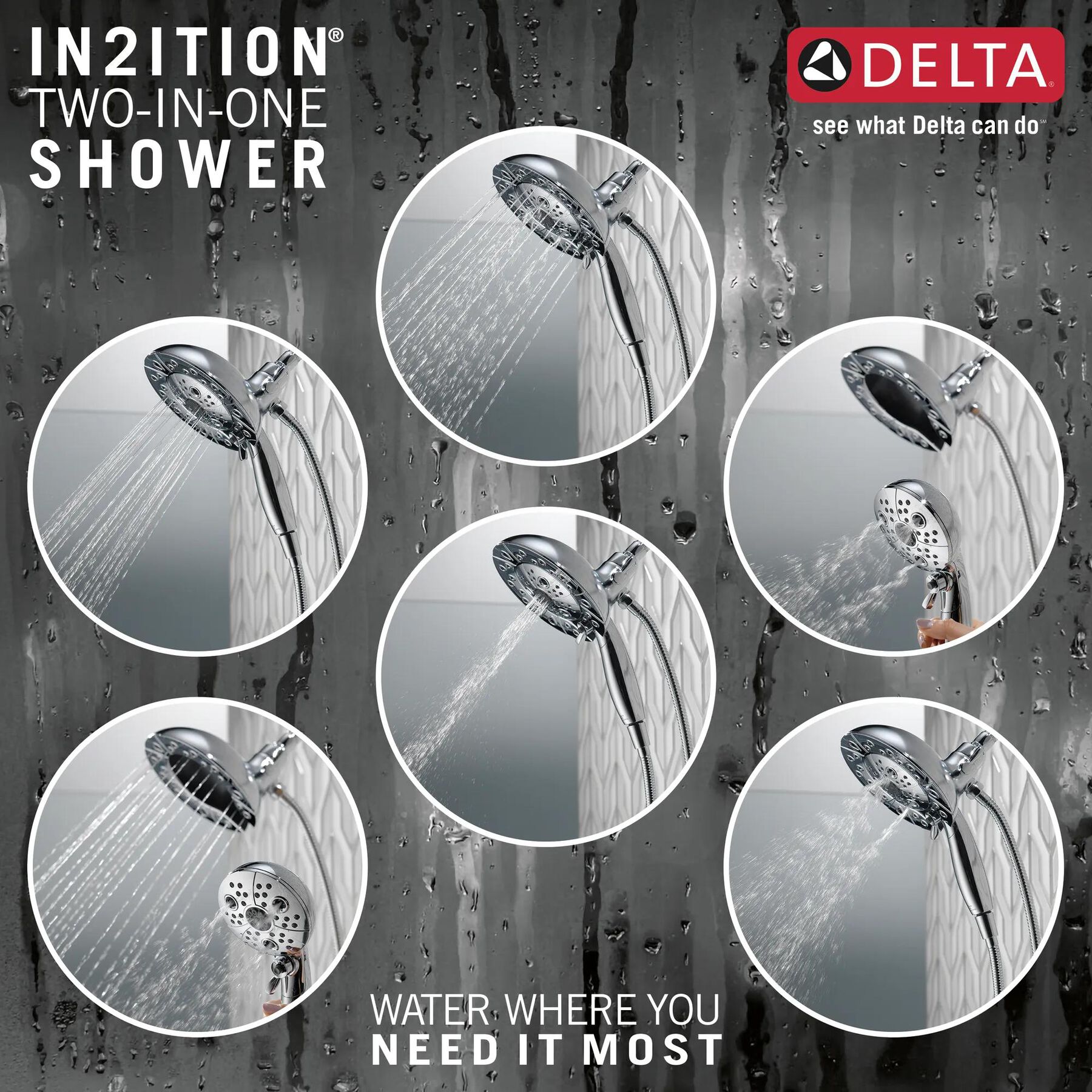 H<sub>2</sub>Okinetic&reg; In2ition&reg; 5-Setting Two-in-One Shower (Recertified)