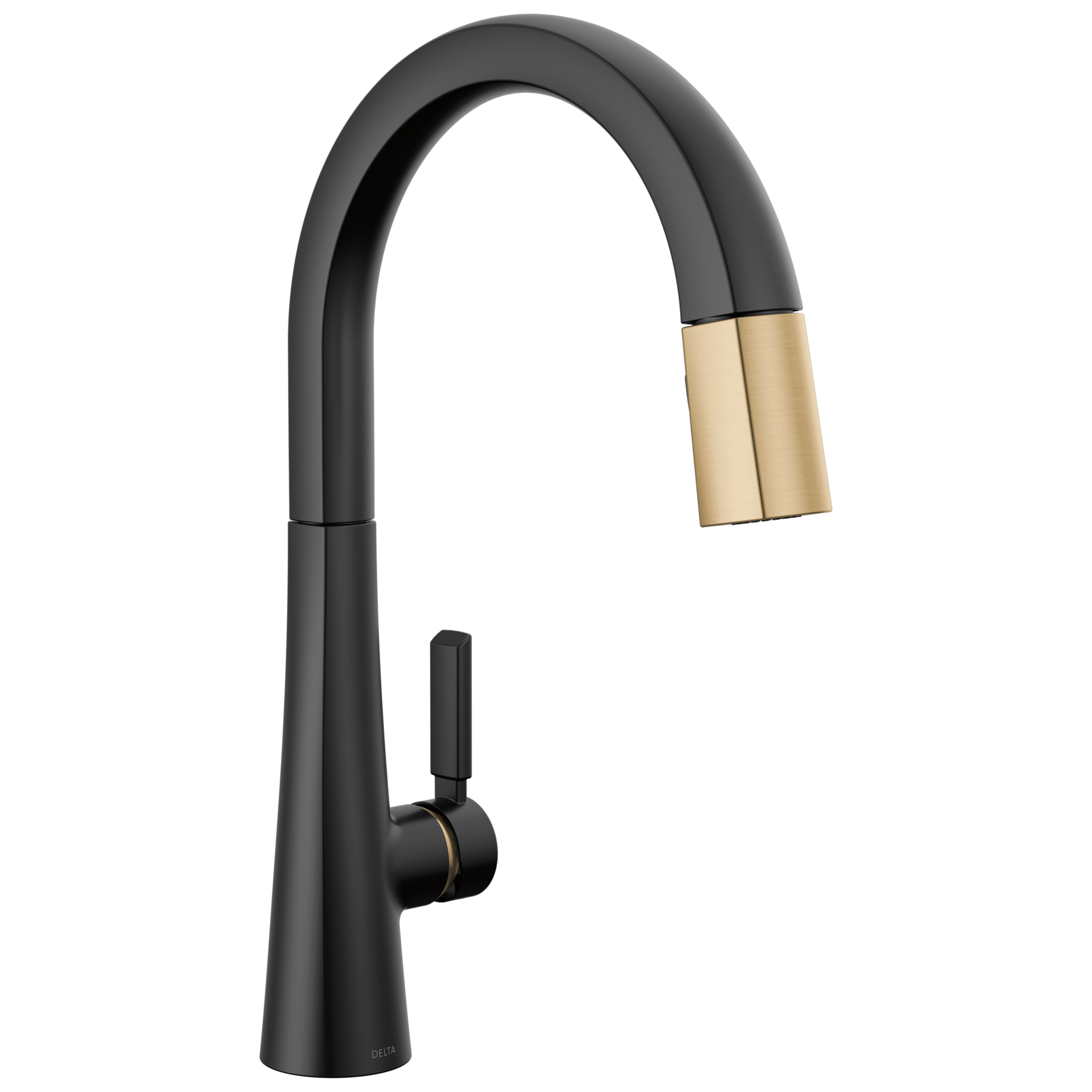 Single Handle Pull-Down Kitchen Faucet in Matte Black / Champagne