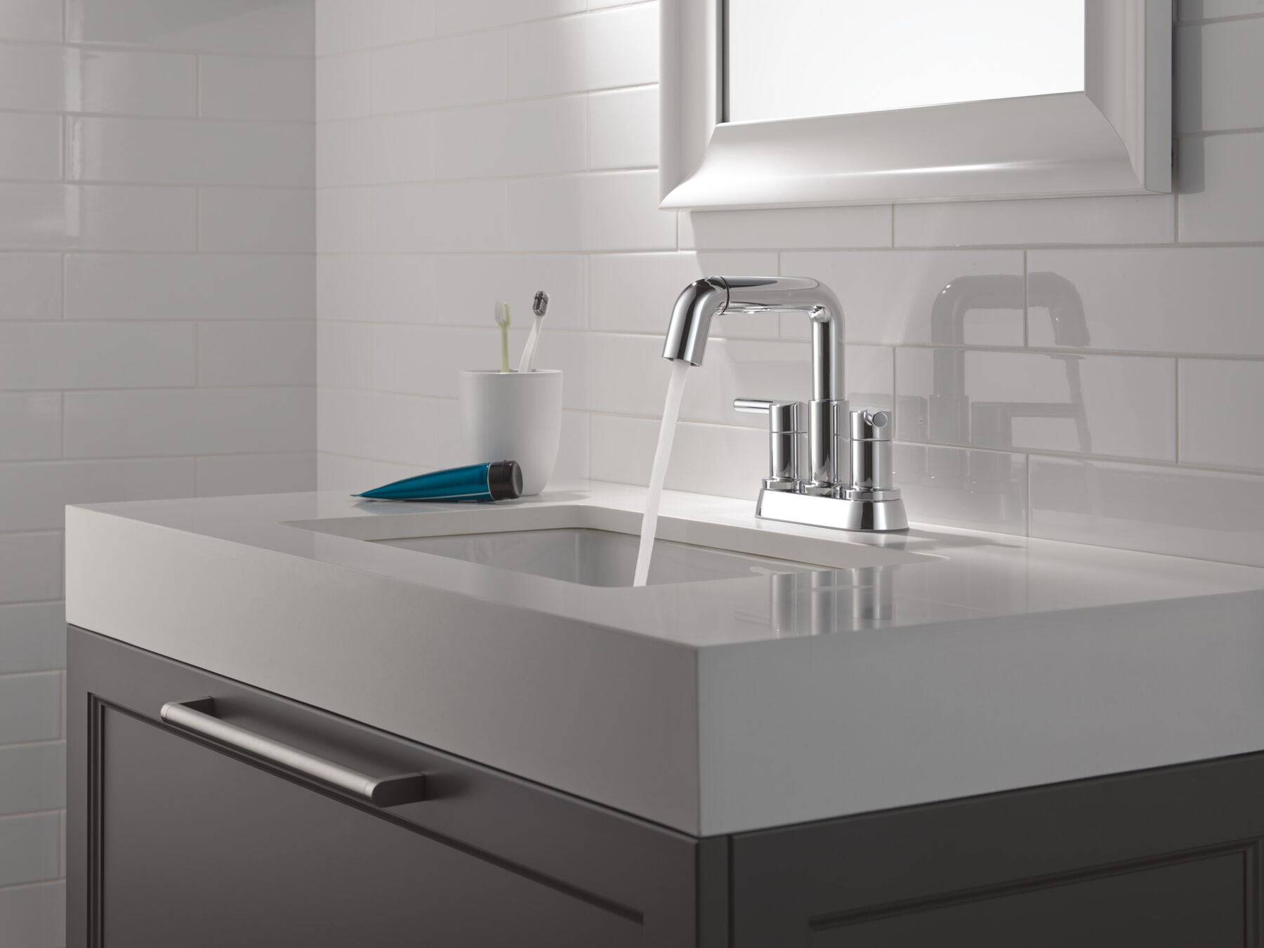 Two Handle Centerset Pull-Down Bathroom Faucet