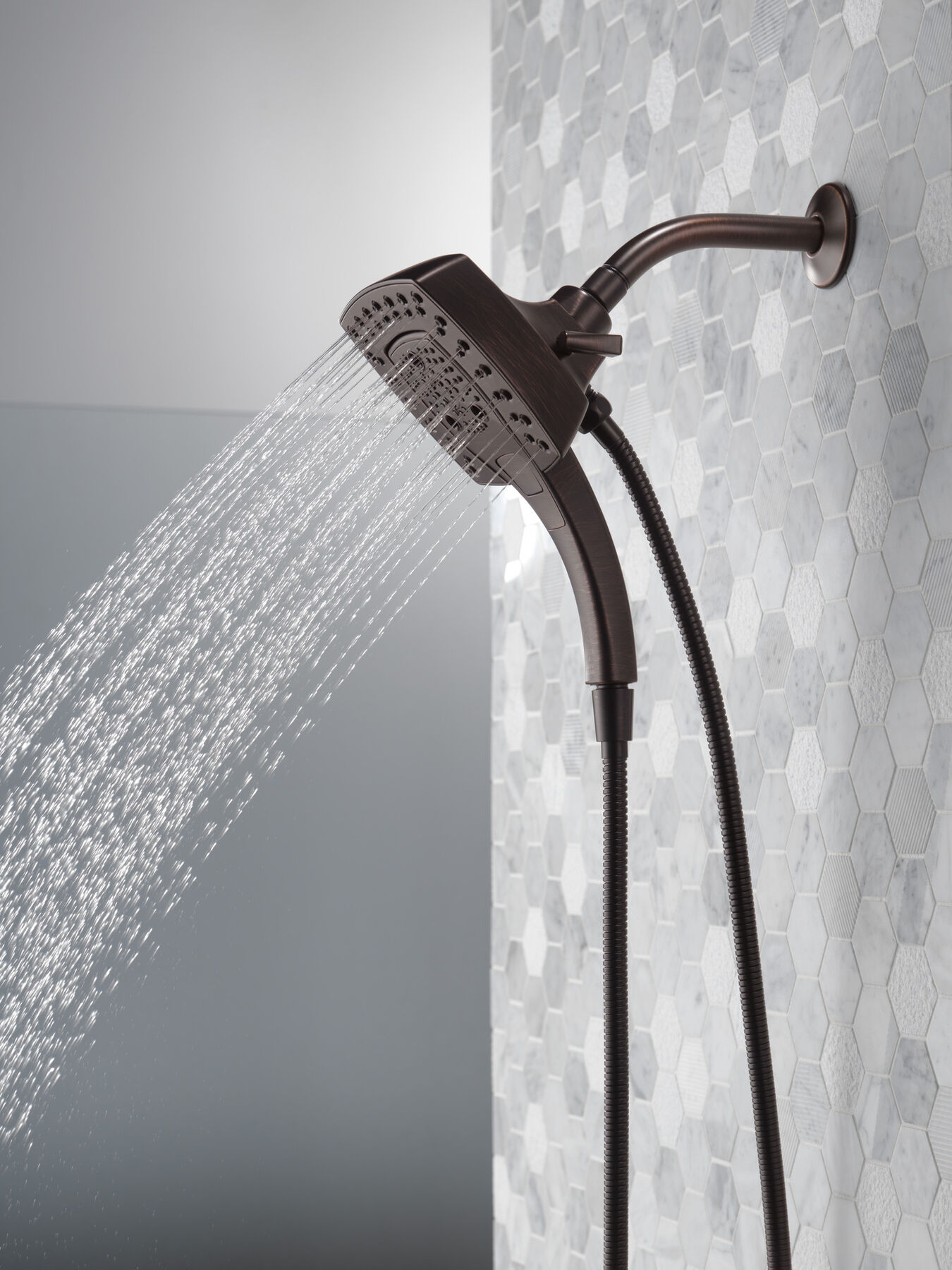 H<sub>2</sub>Okinetic&reg; In2ition&reg; 5-Setting Two-in-One Shower