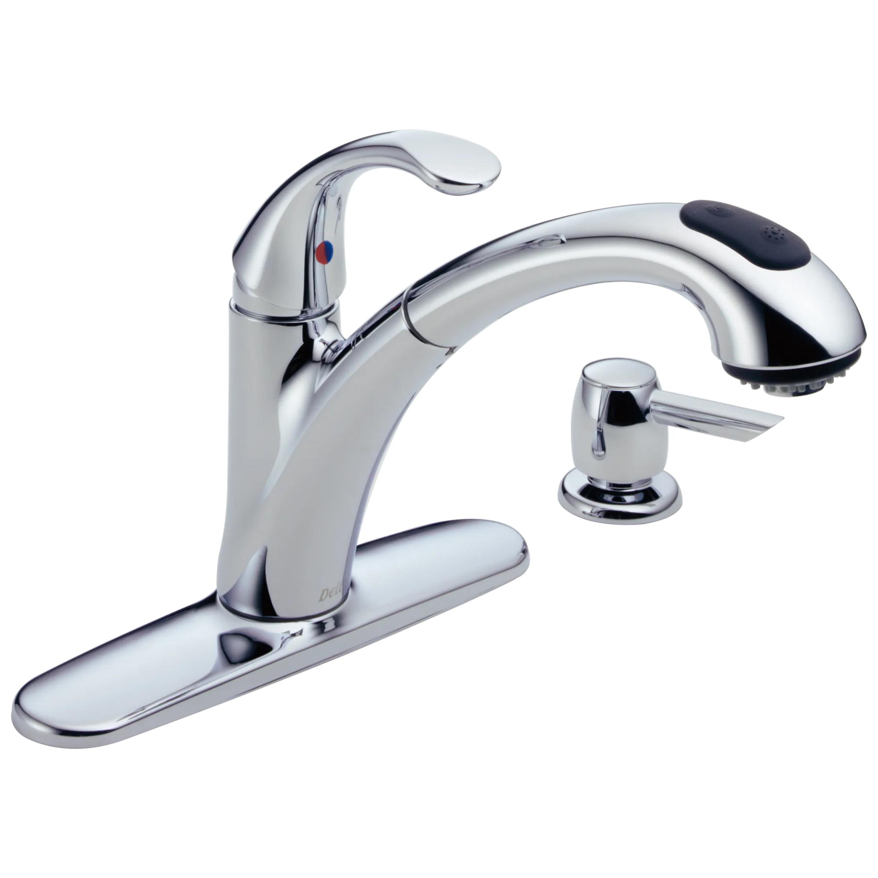 Single Handle Pull-Out Kitchen Faucet with Soap Dispenser