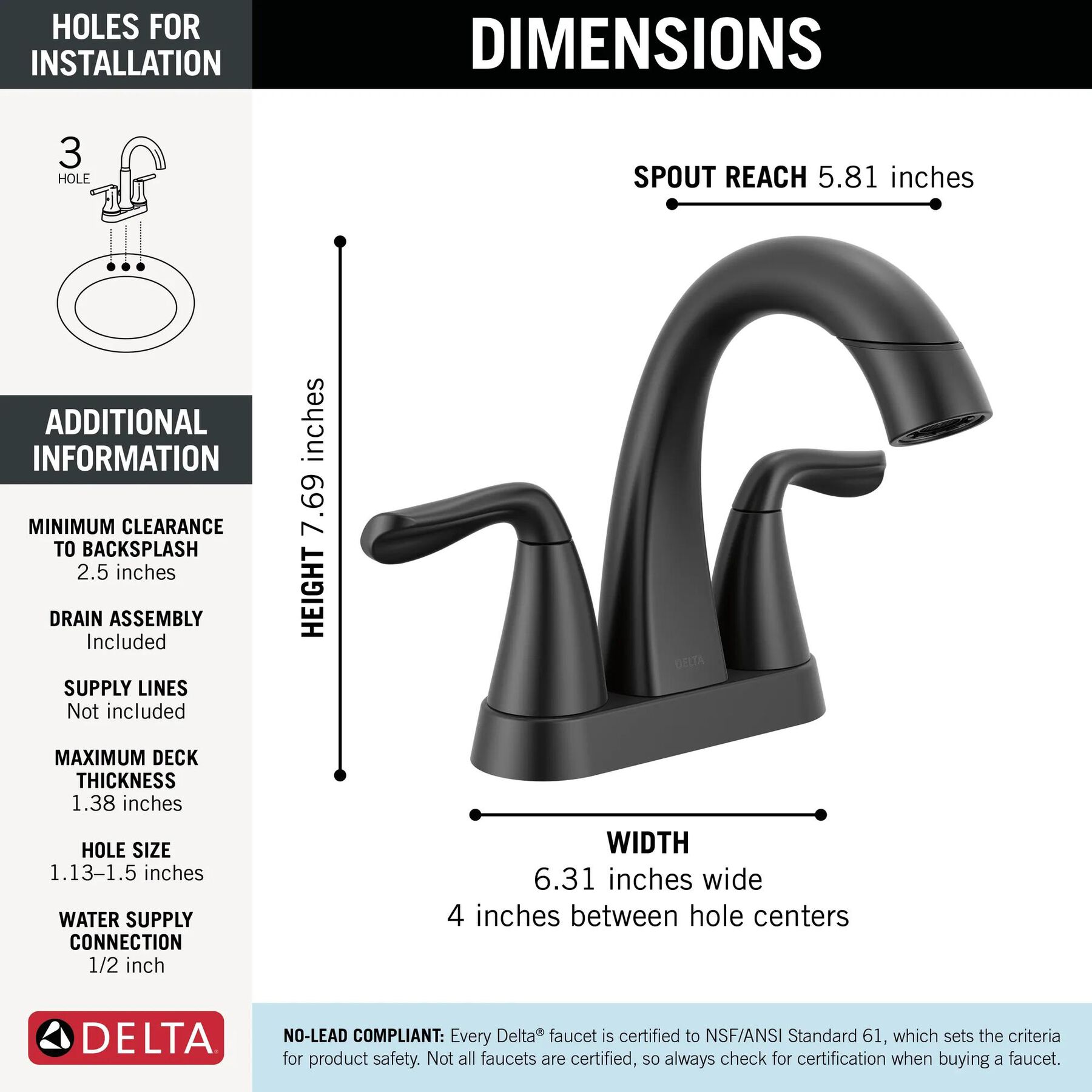 Two Handle Centerset Pull-Down Bathroom Faucet (Recertified)
