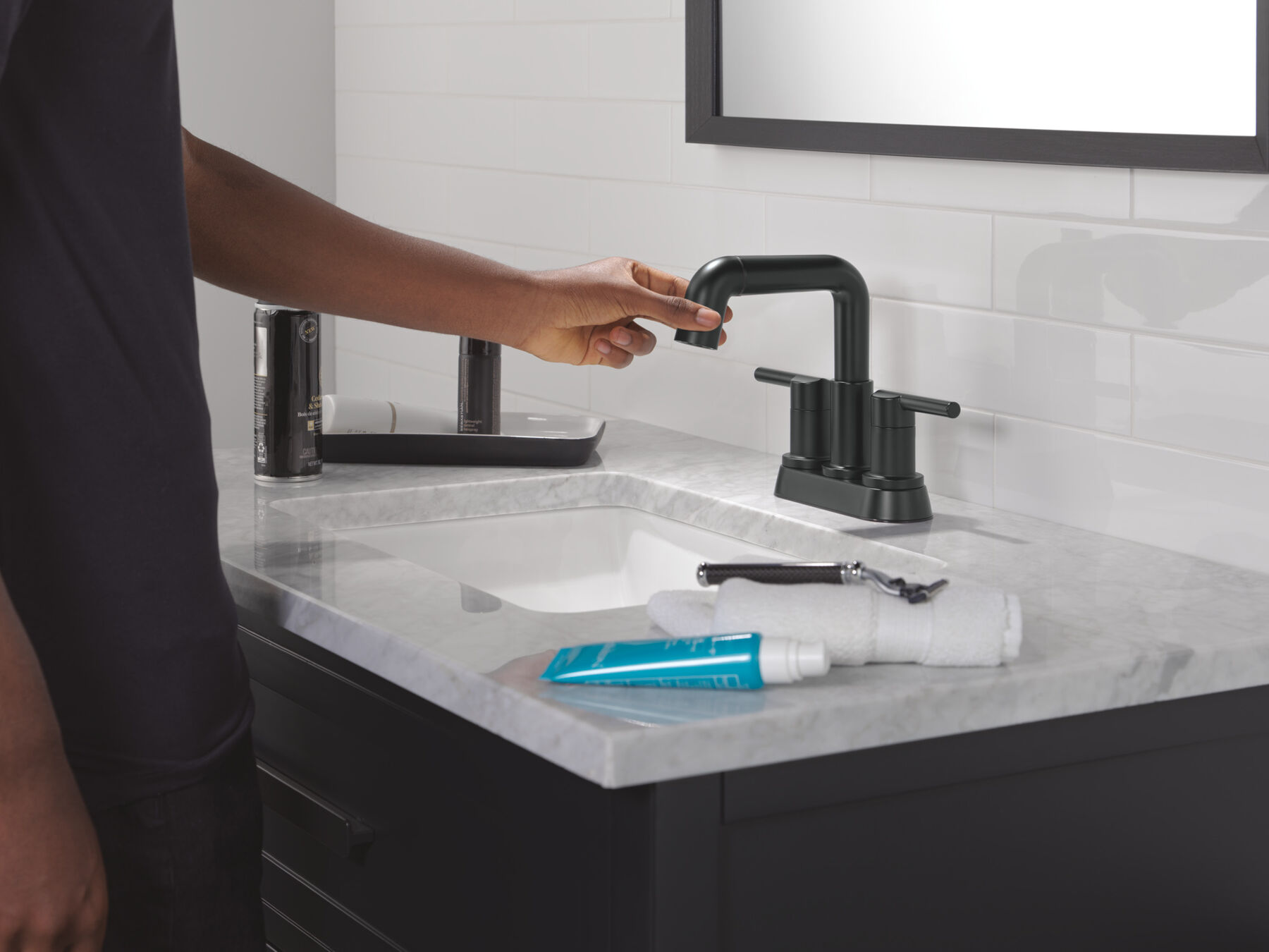 Two Handle Centerset Pull-Down Bathroom Faucet