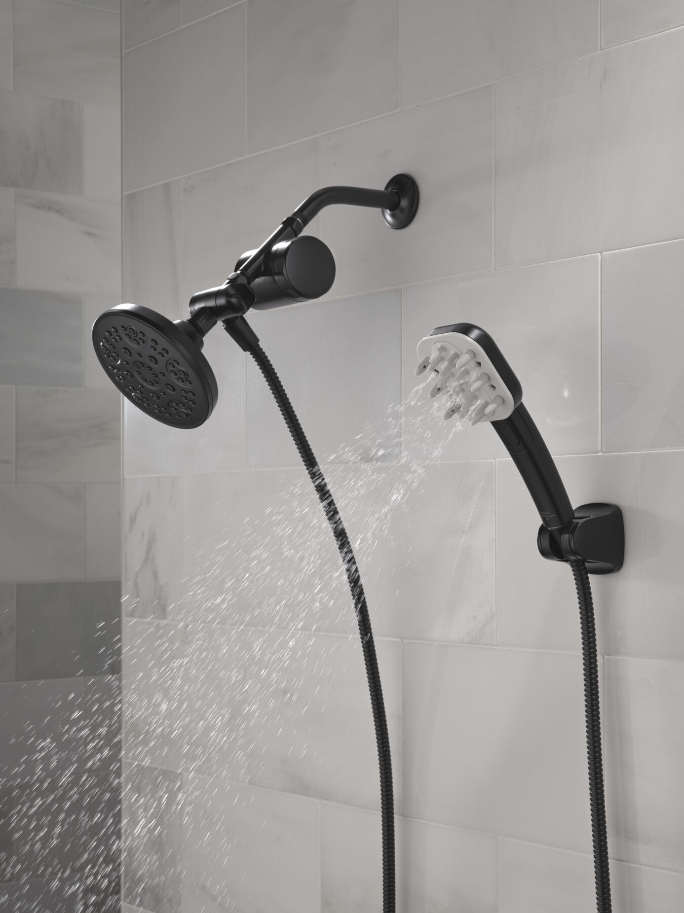 Detangling Hand Shower with 4-Setting Showerhead Bundle