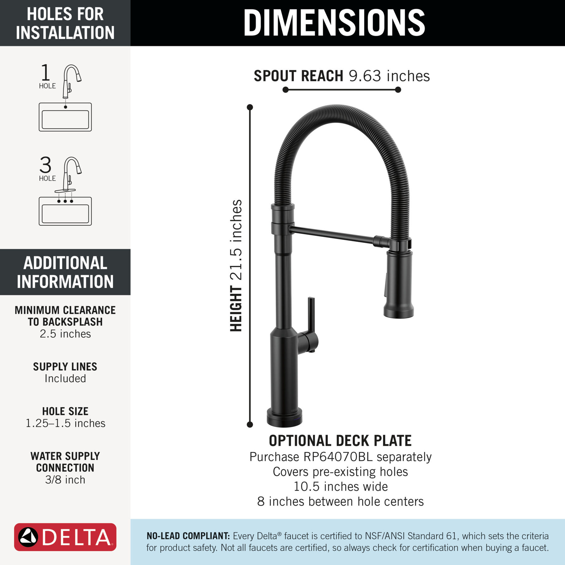 Touch2O&reg; Technology Kitchen Faucet with Touchless Technology