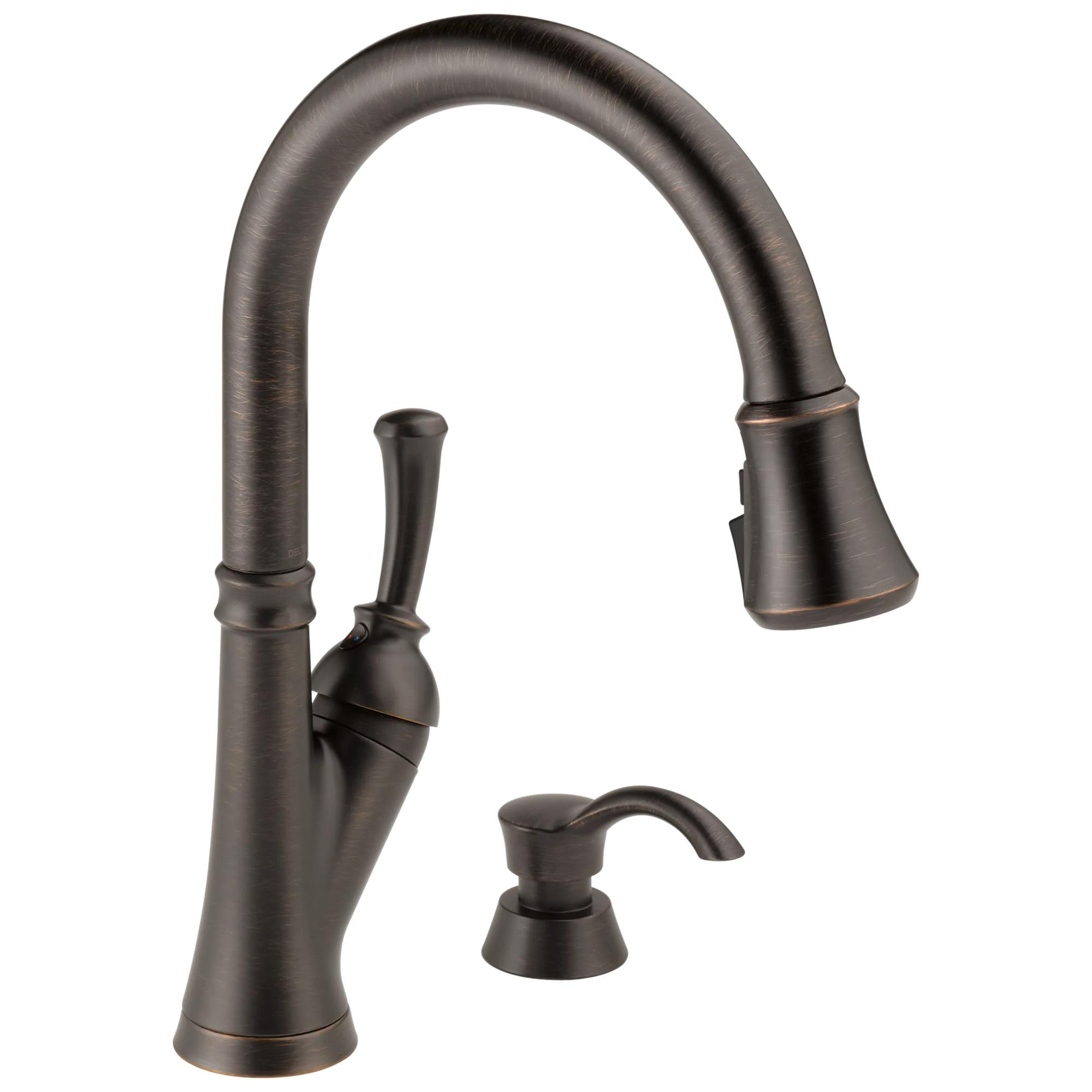 Single Handle Pull-Down Kitchen Faucet with Soap Dispenser and ShieldSpray&reg; Technology