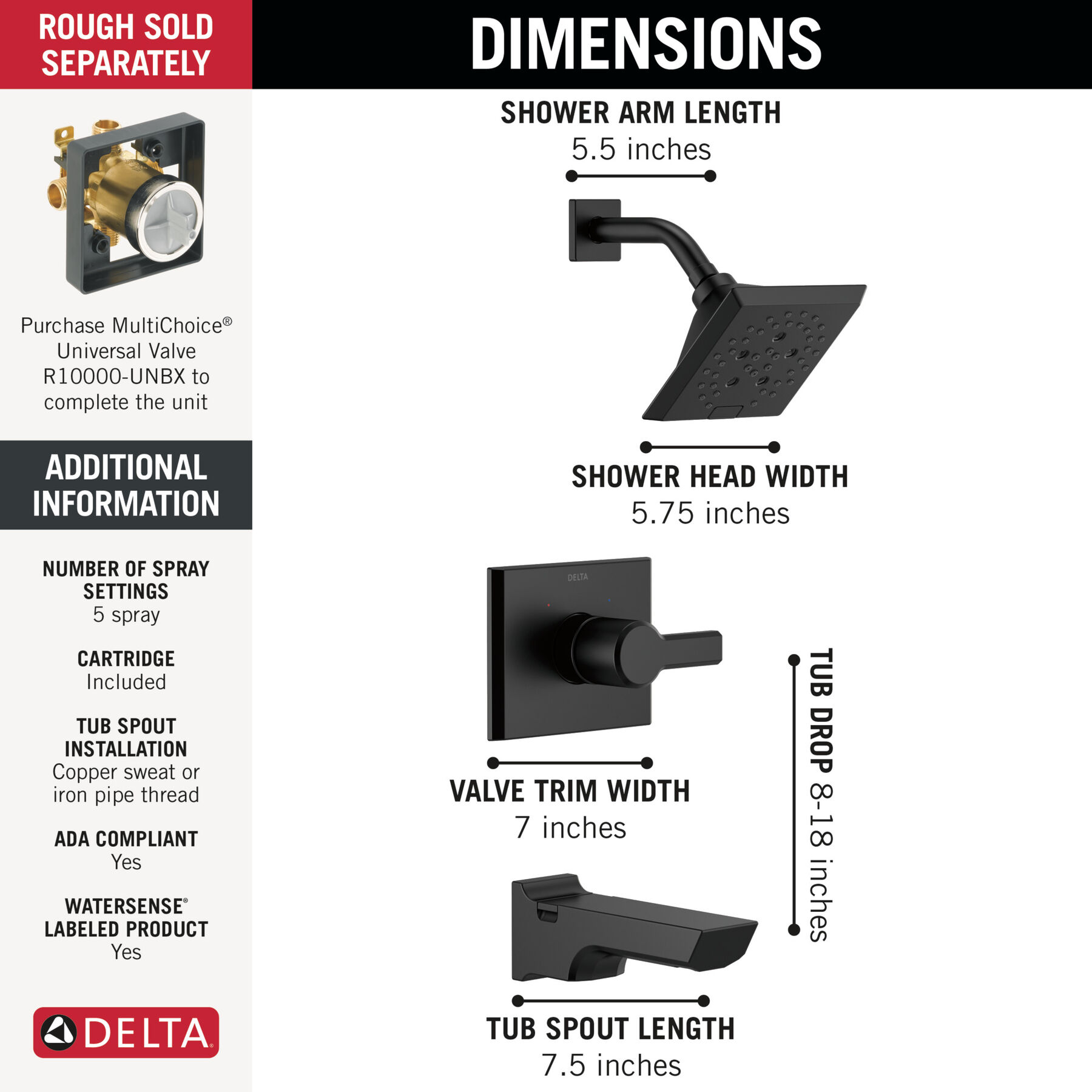 Monitor&reg; 14 Series H<sub>2</sub>Okinetic&reg; Tub and Shower Trim