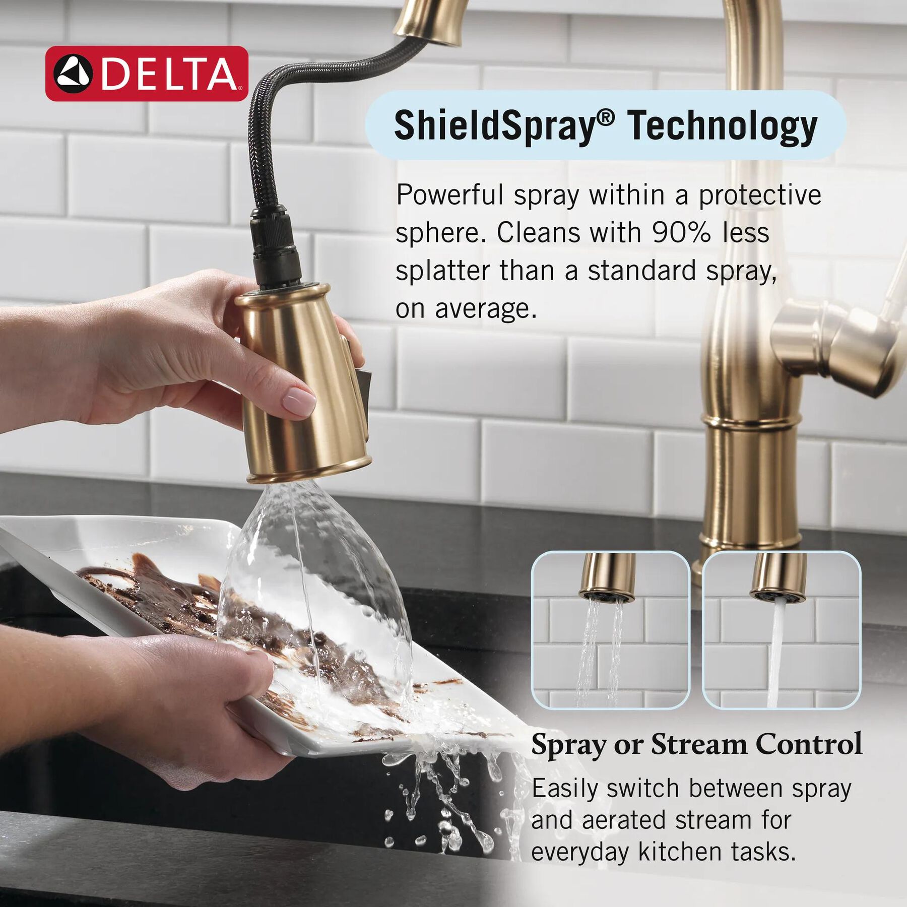 Single Handle Pull-Down Kitchen Faucet with Soap Dispenser and ShieldSpray&reg; Technology