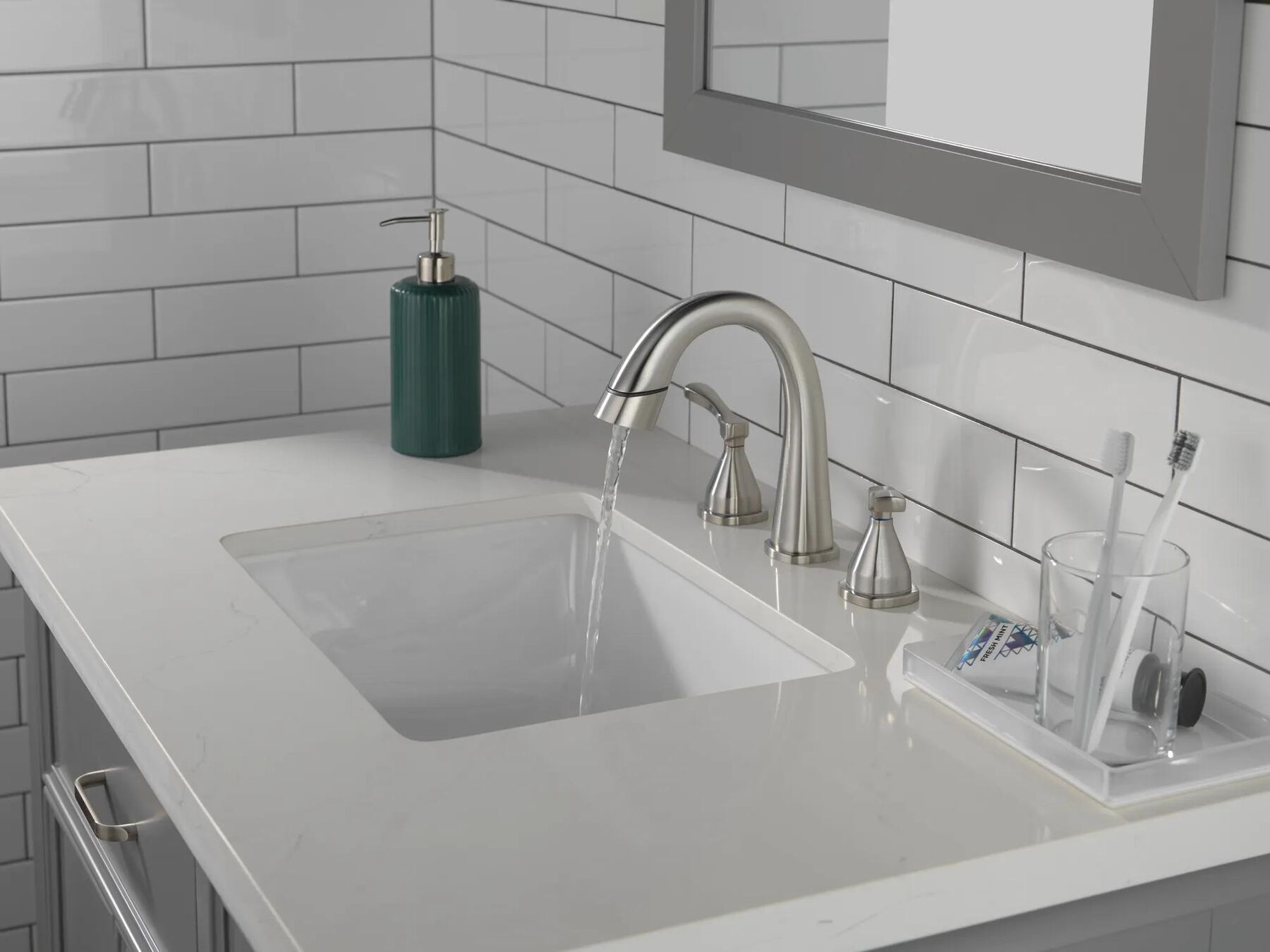 Two Handle Widespread Pull Down Bathroom Faucet