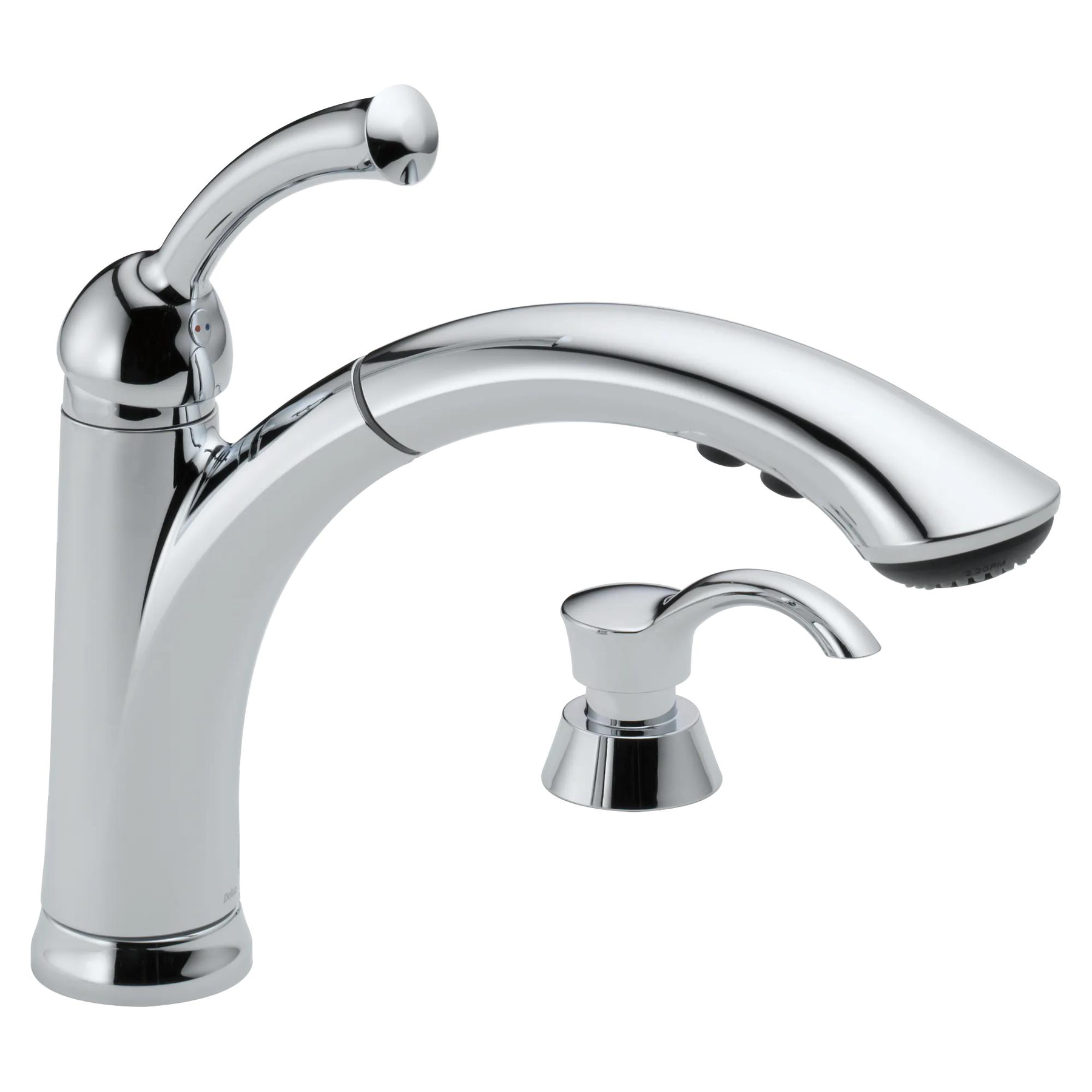 Single Handle Pull-Out Kitchen Faucet with Soap Dispenser