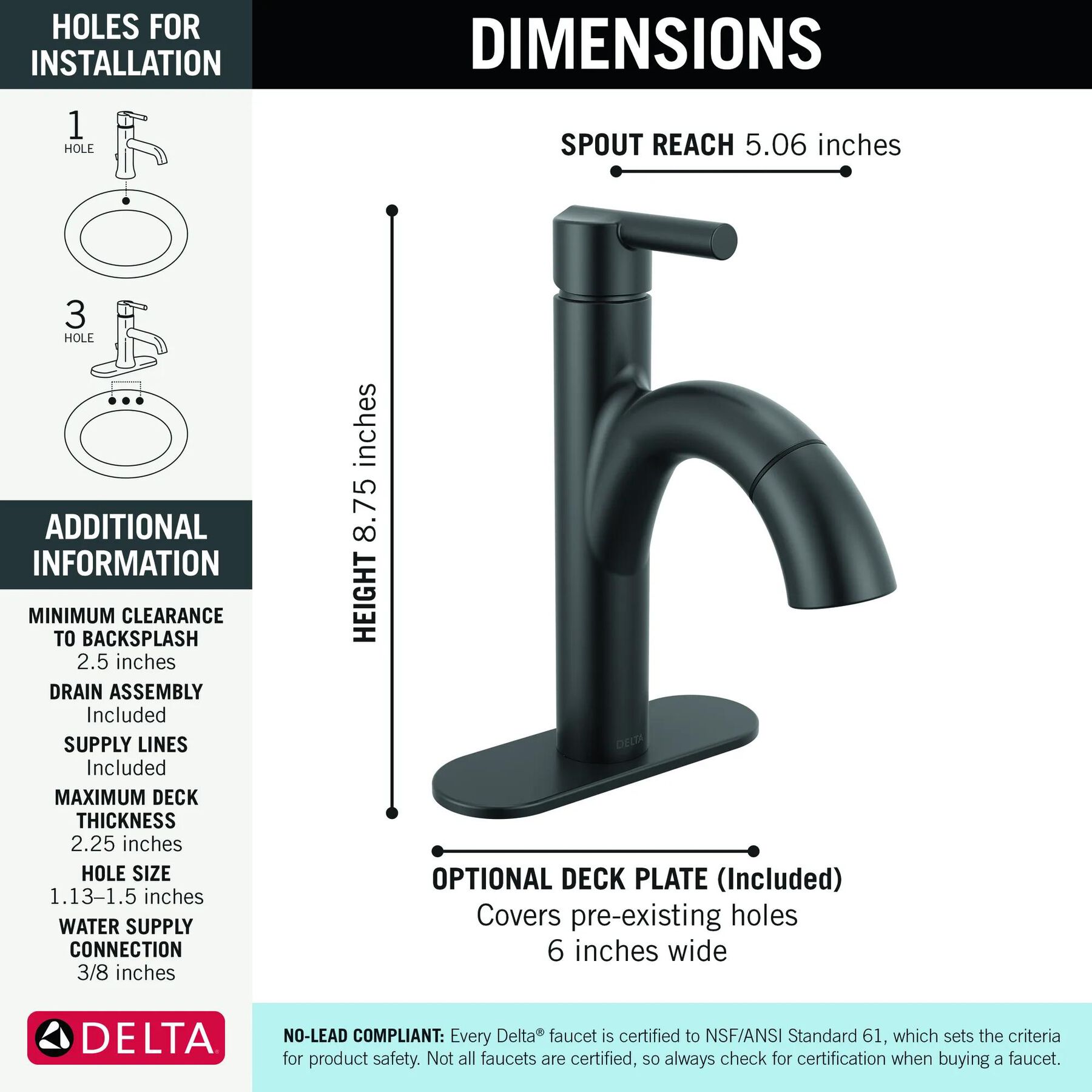 Single Handle Pull-Down Bathroom Faucet (Recertified)
