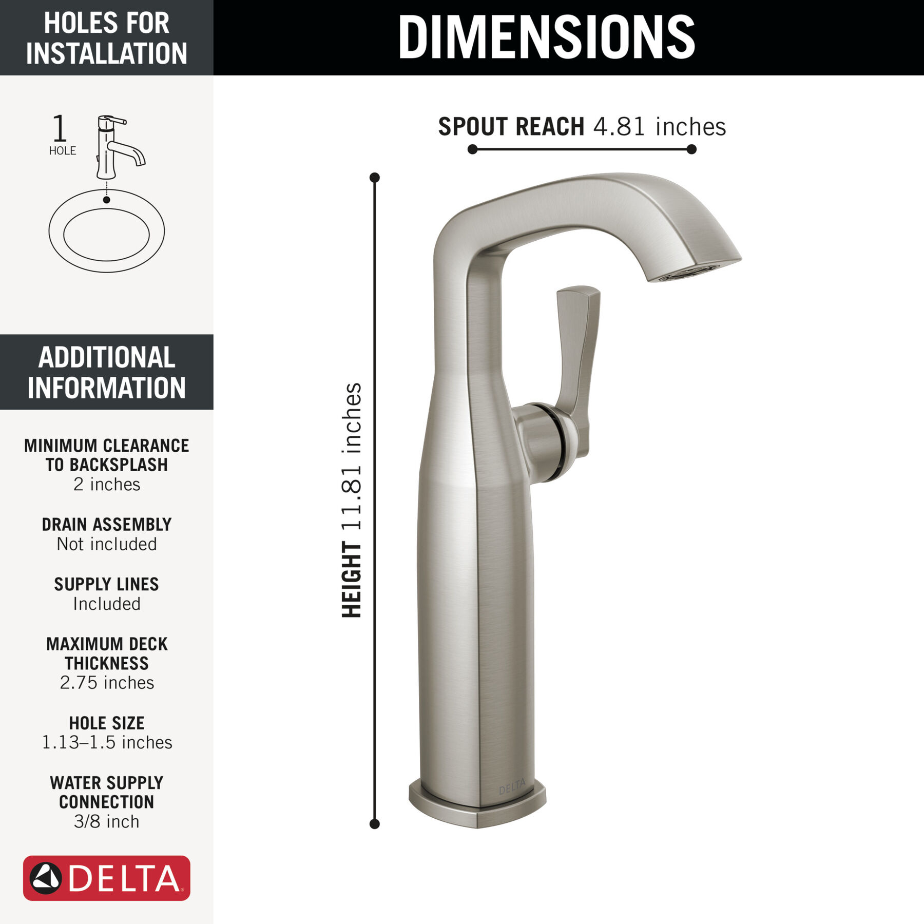 Single Handle Vessel Bathroom Faucet