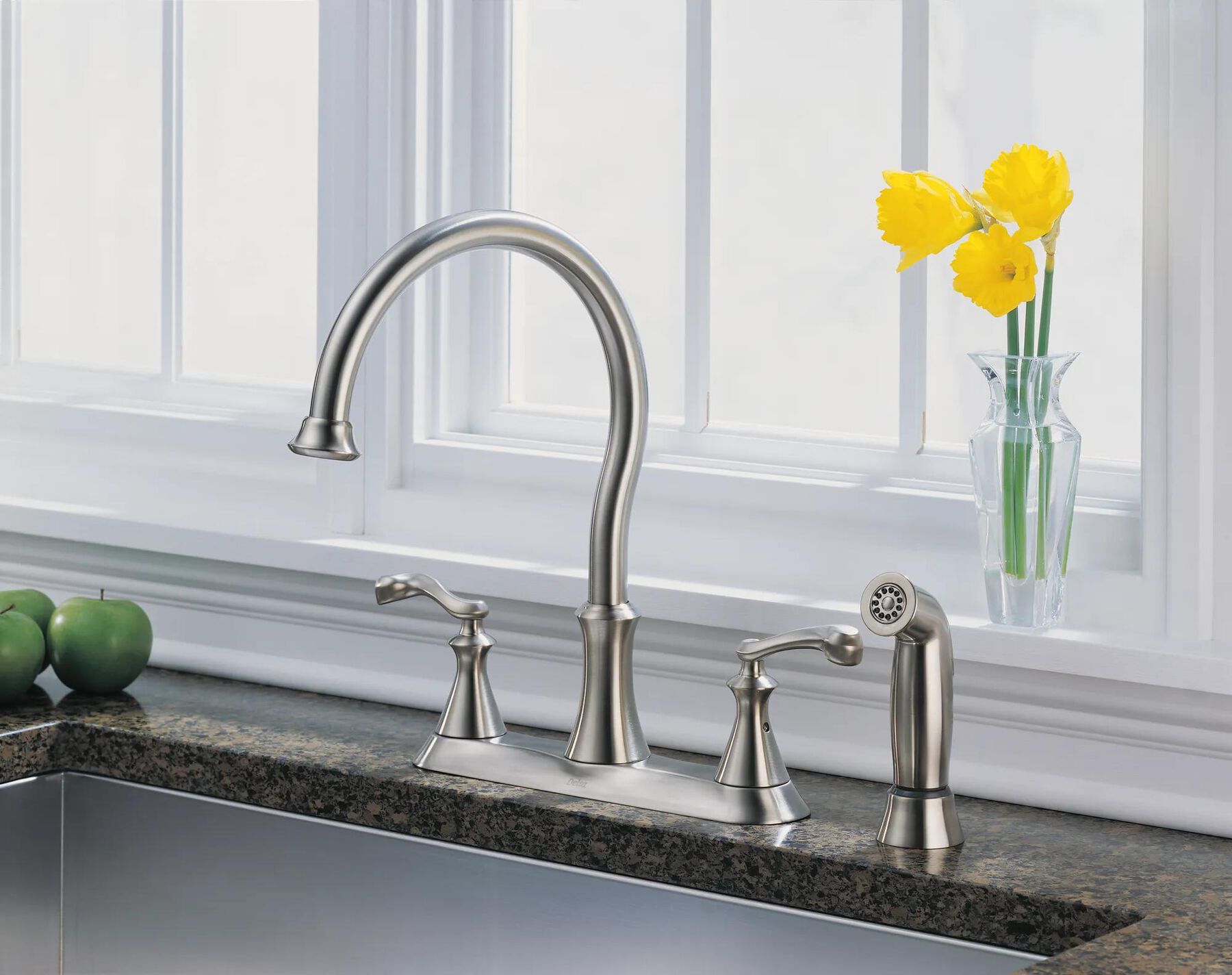 Two Handle Kitchen Faucet with spray (Recertified)