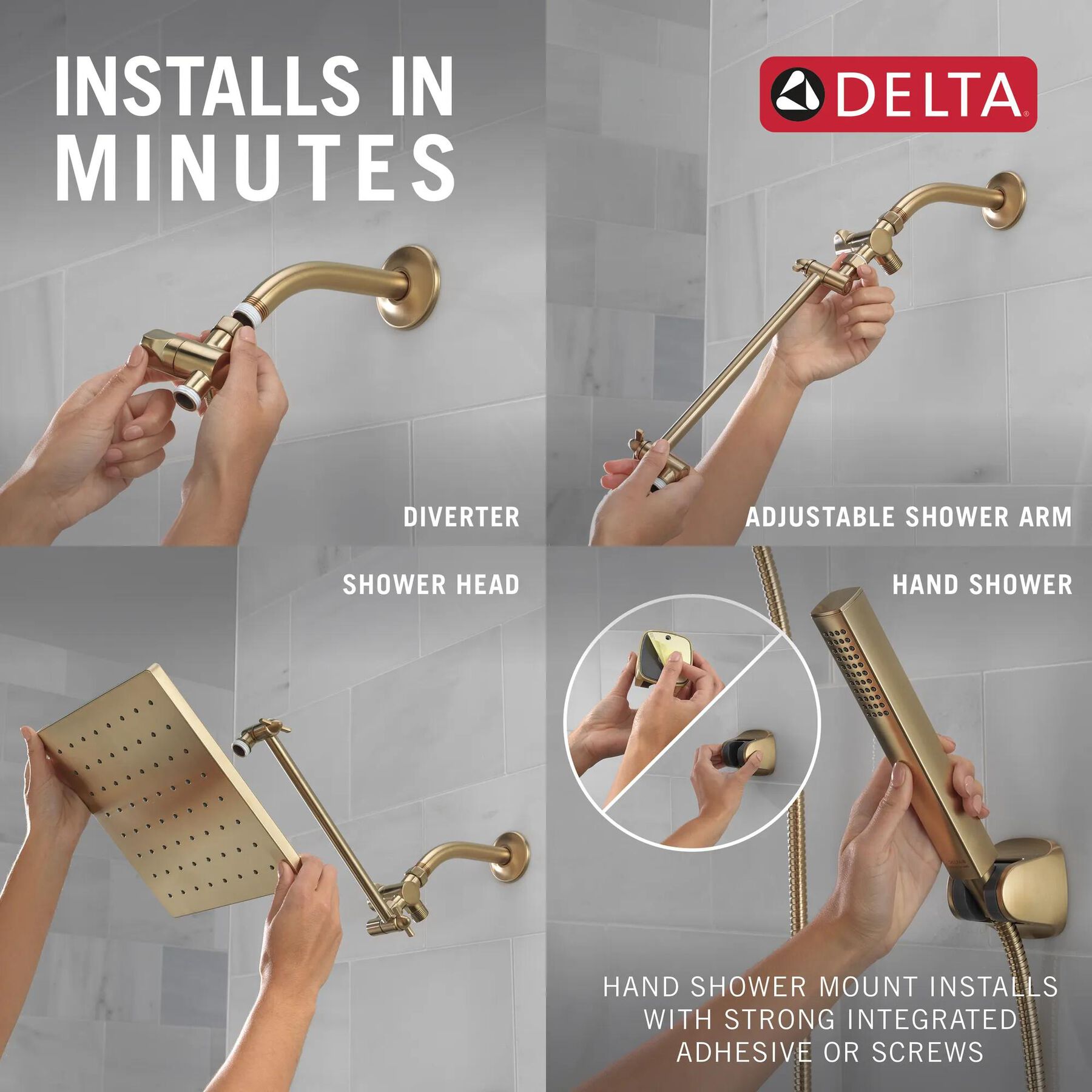 10 inch Raincan Shower Head & Hand Held Combo with Adjustable Extension Arm