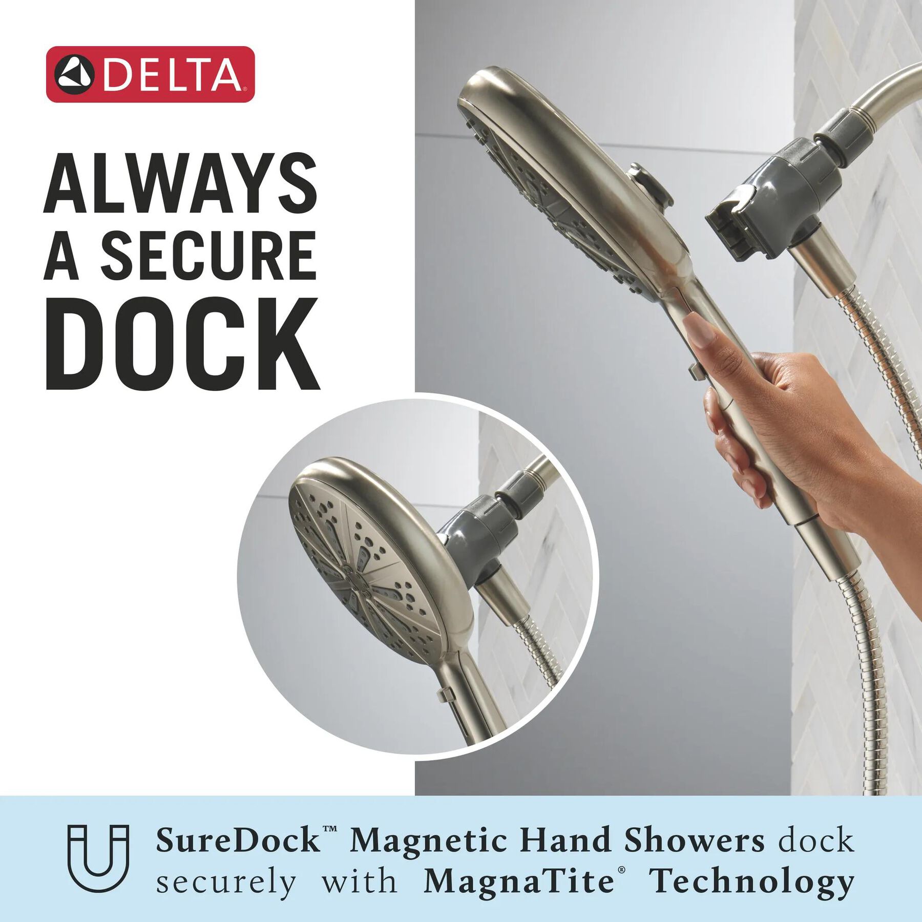 6-Setting SureDock Magnetic Handshower 1.75 GPM (Recertified)