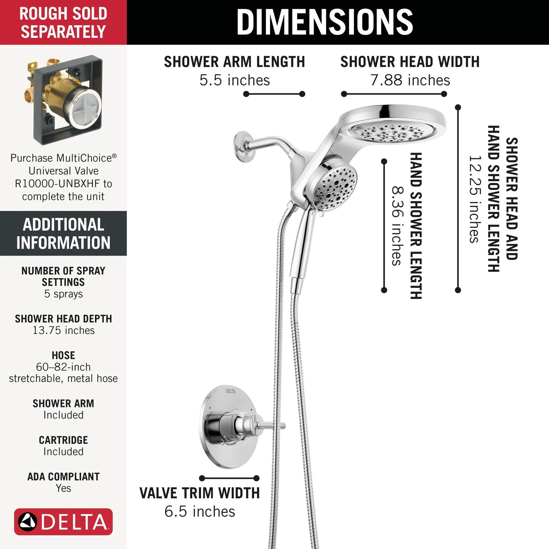 Shower Trim with HydroRain Shower Head Bundle - 14 Series