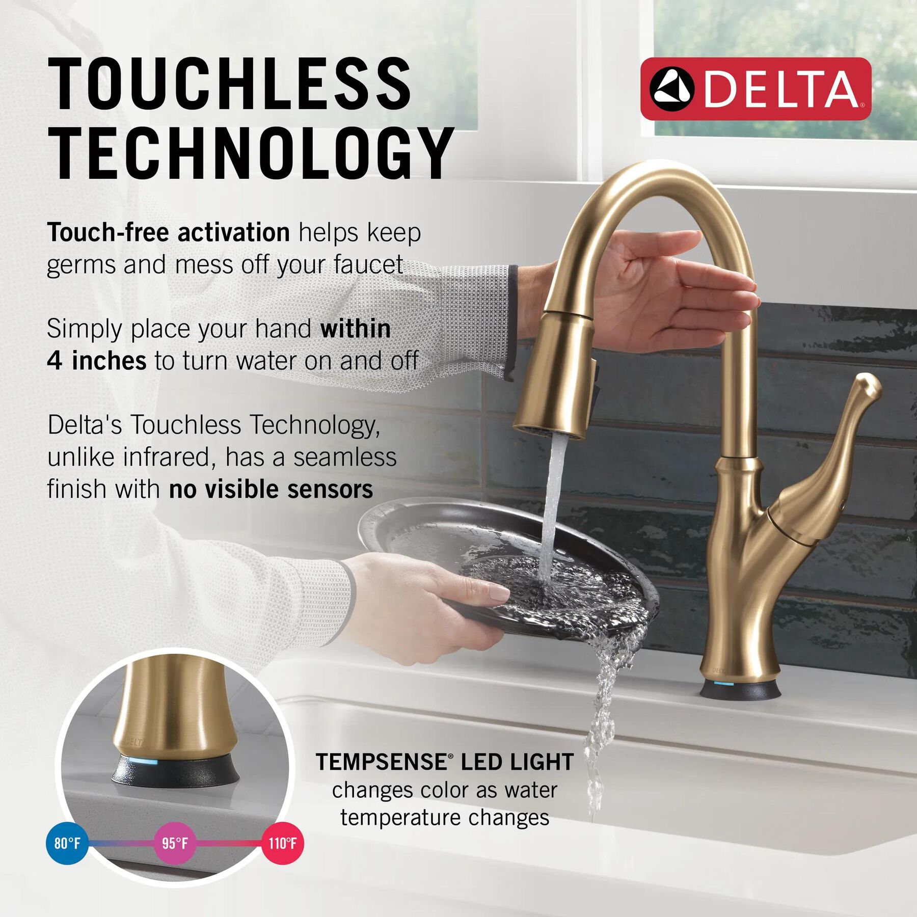 Touch<sub>2</sub>O&reg; Technology Kitchen Faucet with Touchless Technology