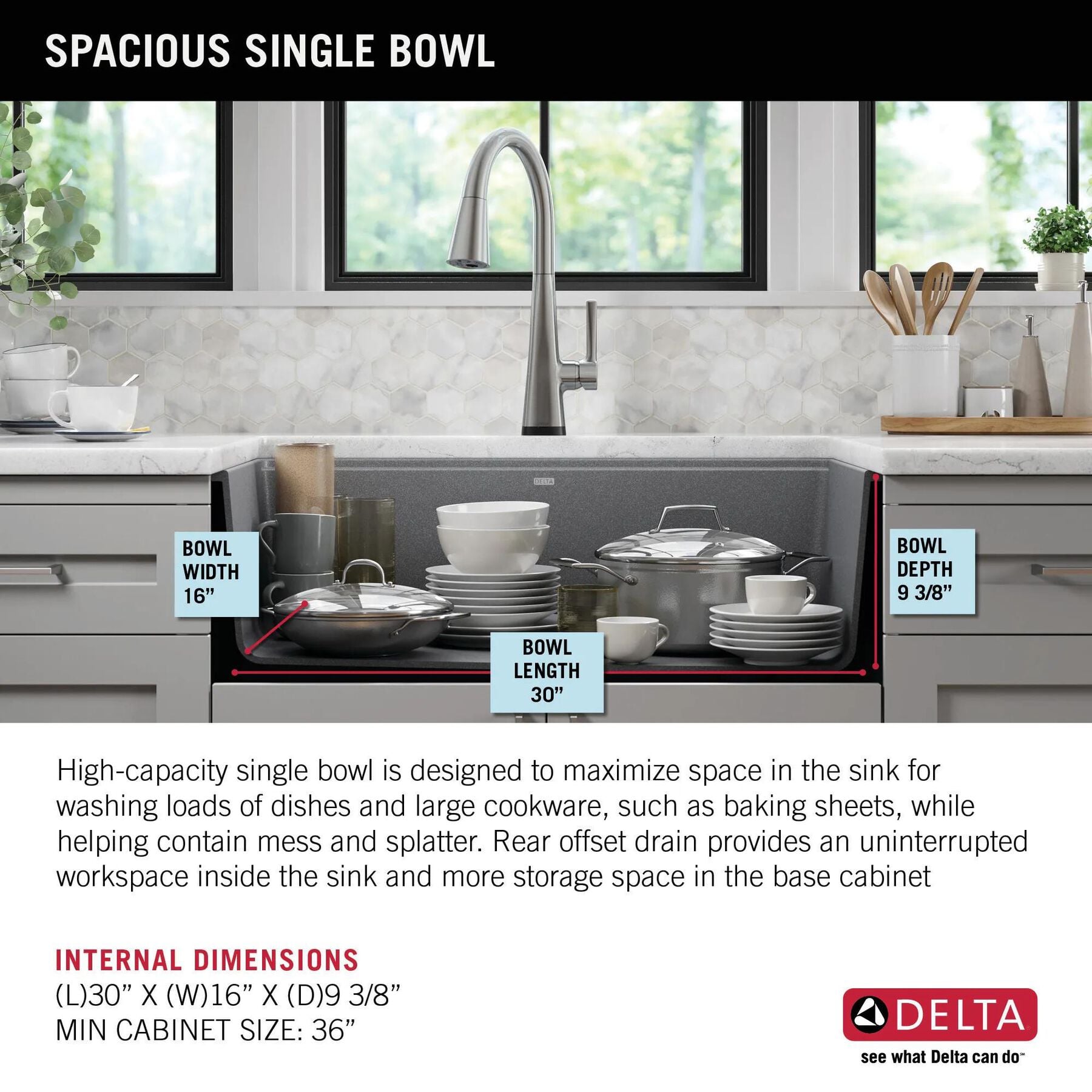 32&rdquo; Granite Composite Workstation Kitchen Sink Undermount Single Bowl with WorkFlow&trade; Ledge and Accessories in Dark Grey