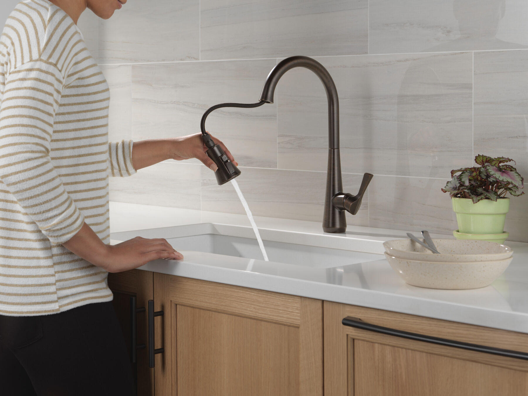 Single Handle Pull-Down Kitchen Faucet with ShieldSpray Technology
