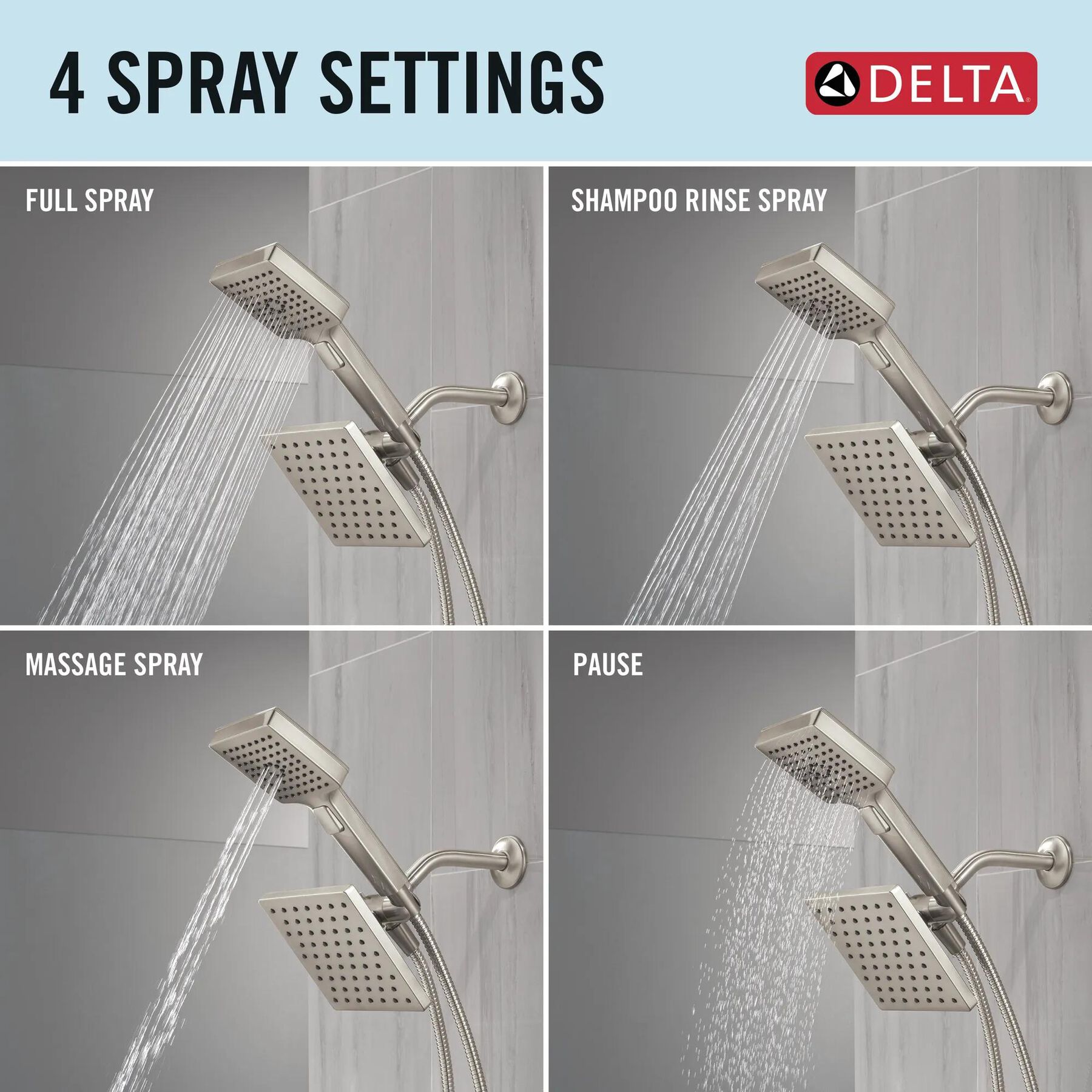 5-Setting Two-in-One Combination Shower with Additional Mount