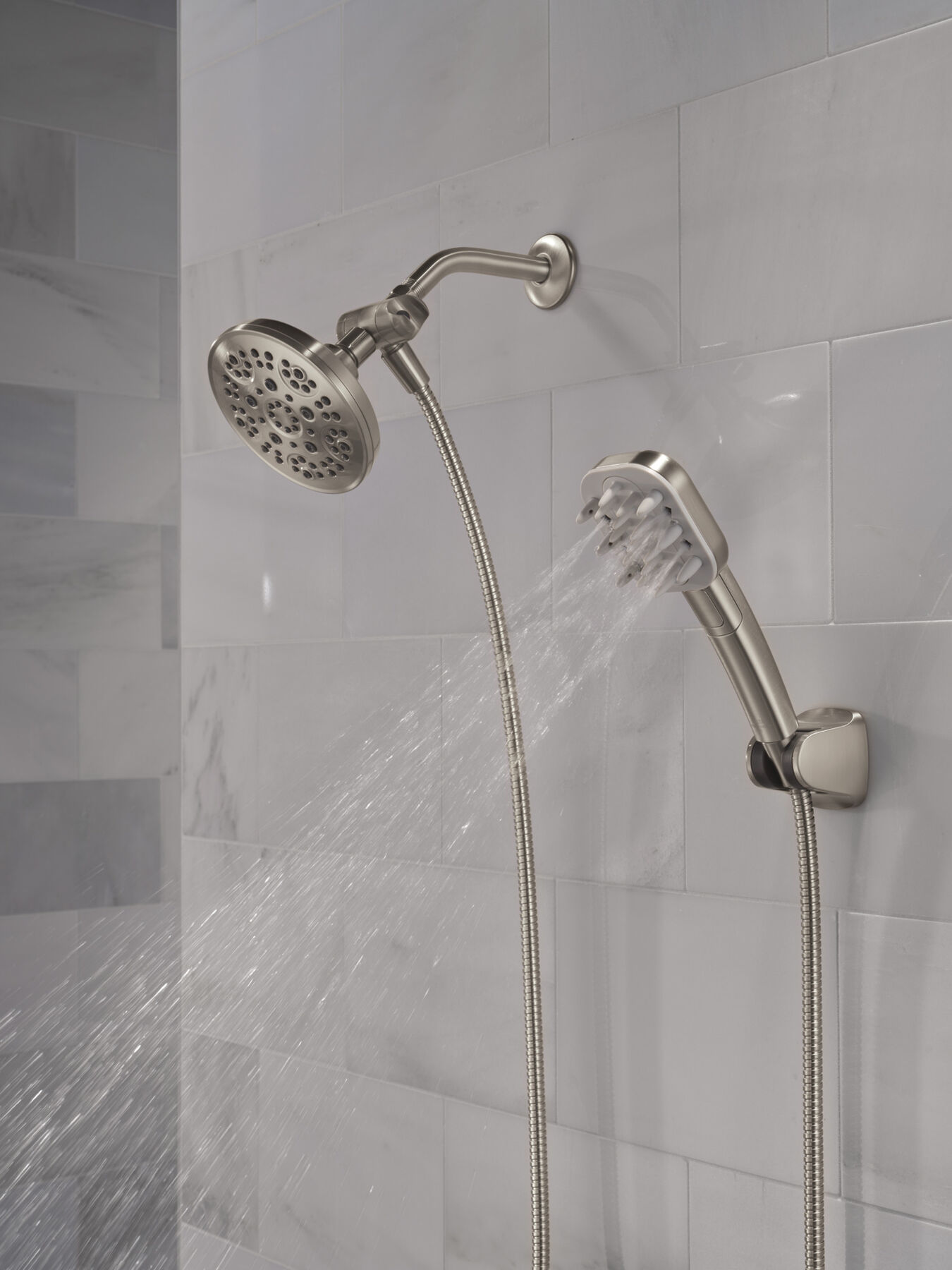 Detangling Hand Shower with 5- Setting Showerhead Bundle