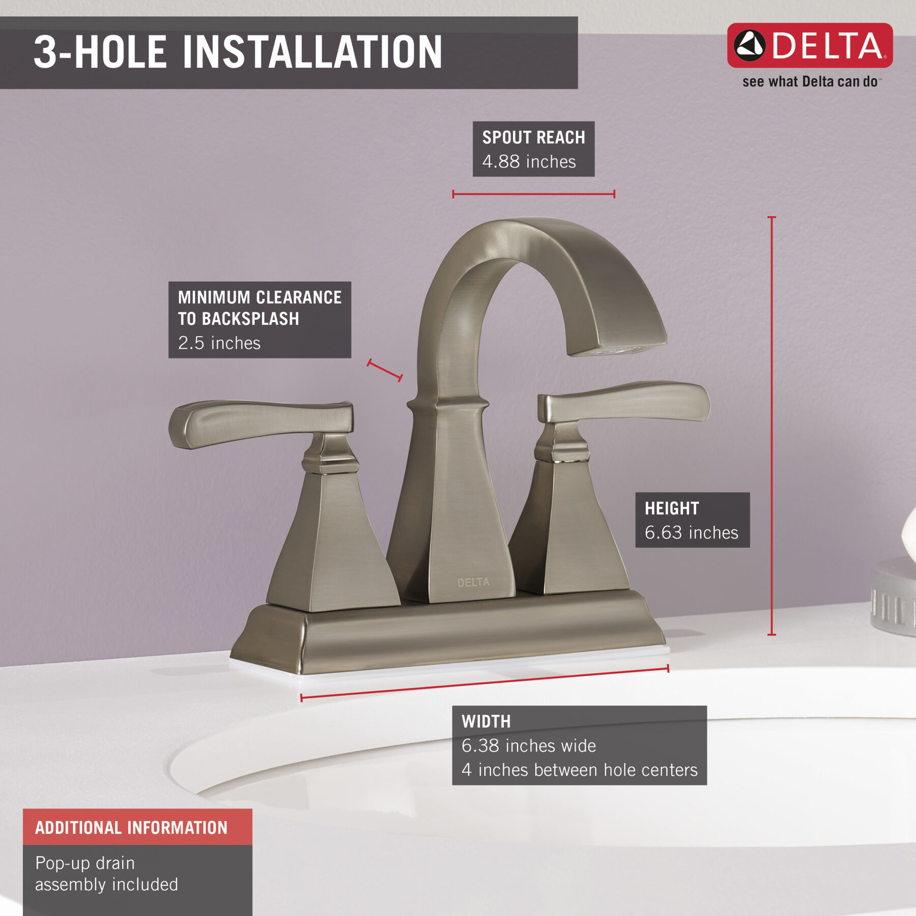 Two Handle Centerset Bathroom Faucet (Recertified)