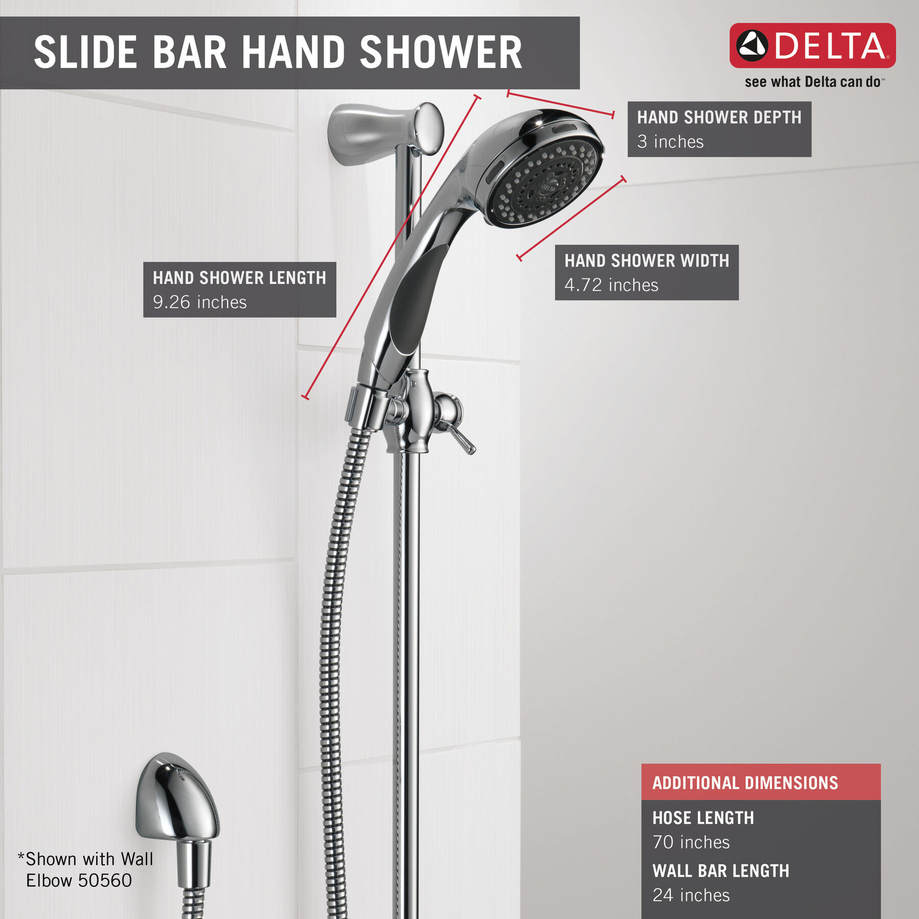 Premium 3-Setting Slide Bar Hand Shower