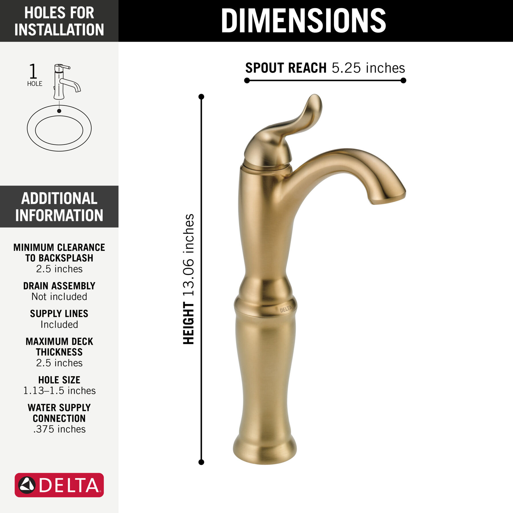 Single Handle Vessel Bathroom Faucet (Recertified)