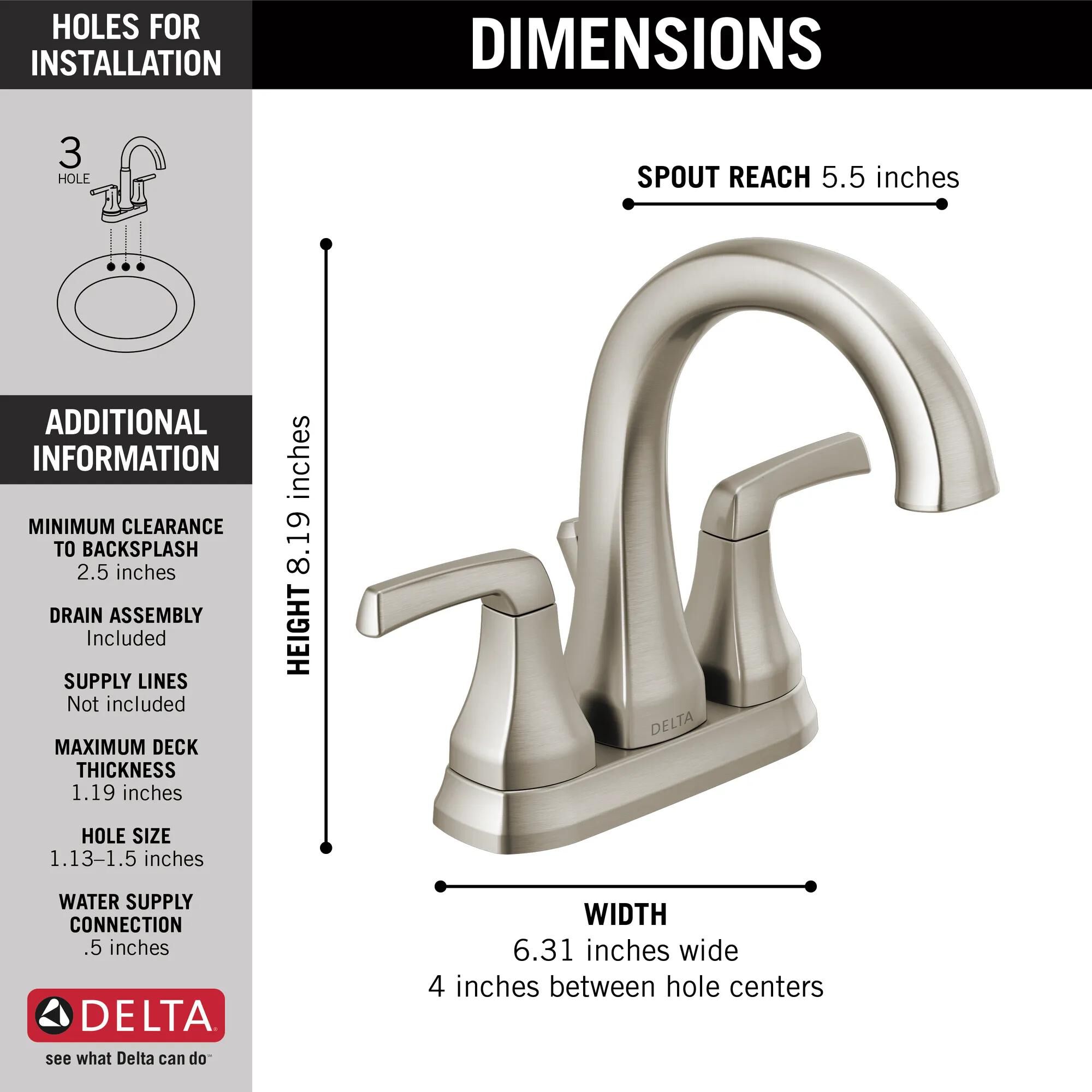 Two Handle Centerset Bathroom Faucet (Recertified) in Spotshield