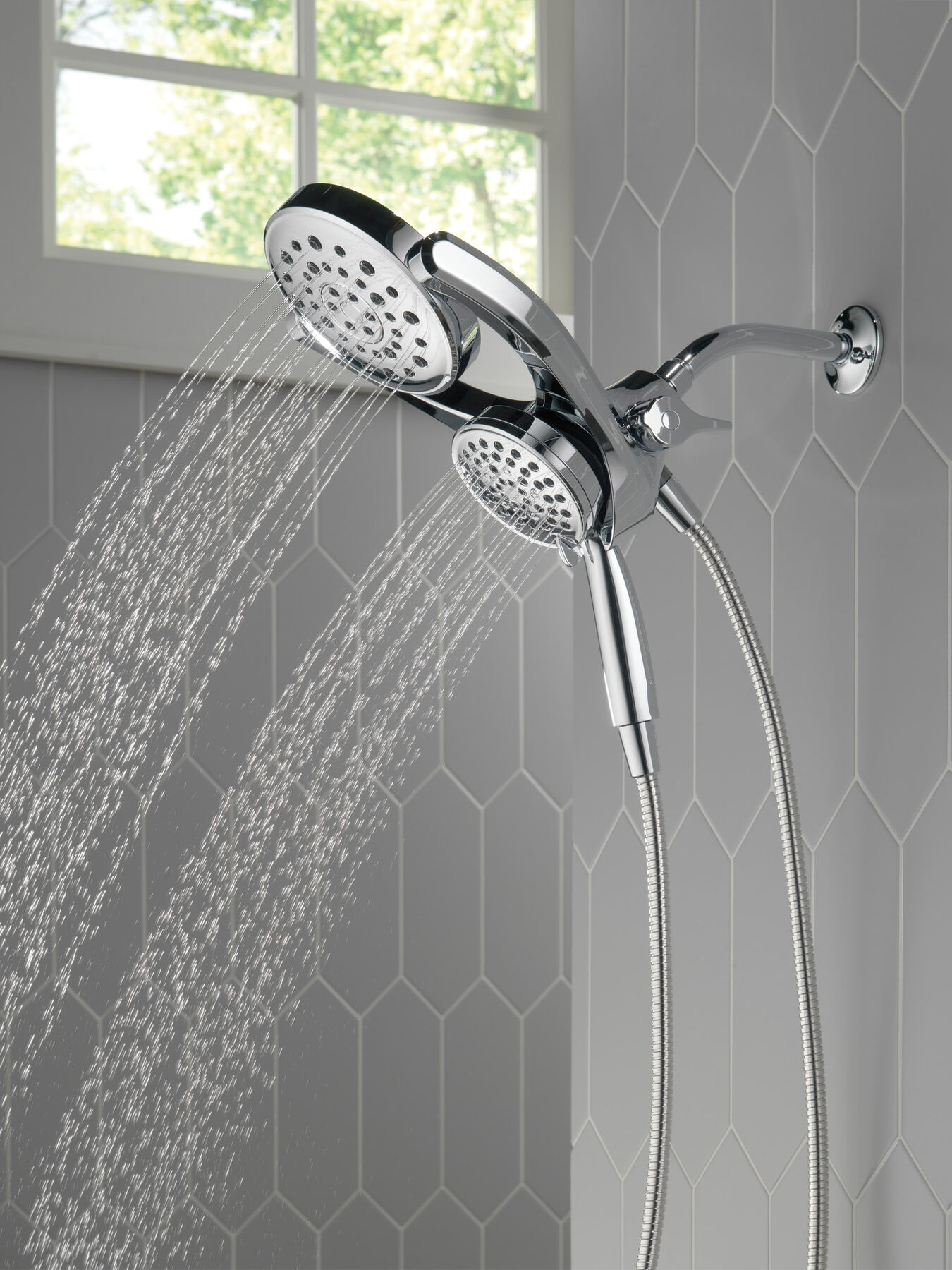 HydroRain&reg; 4-Setting Two-in-One Shower Head