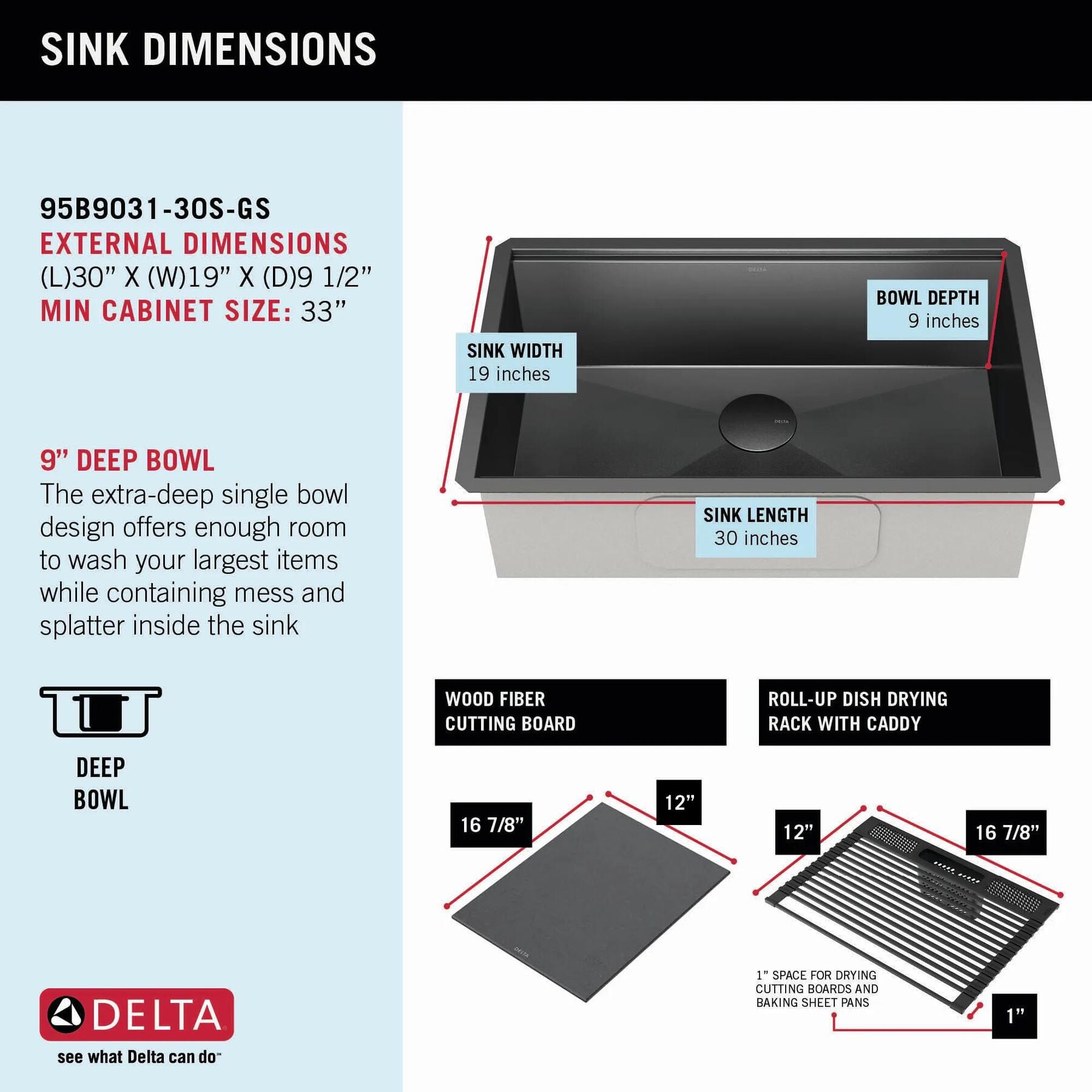 30&rdquo; Undermount 16 Gauge Workstation Kitchen Sink Single Bowl with WorkFlow&trade; Ledge and Accessories