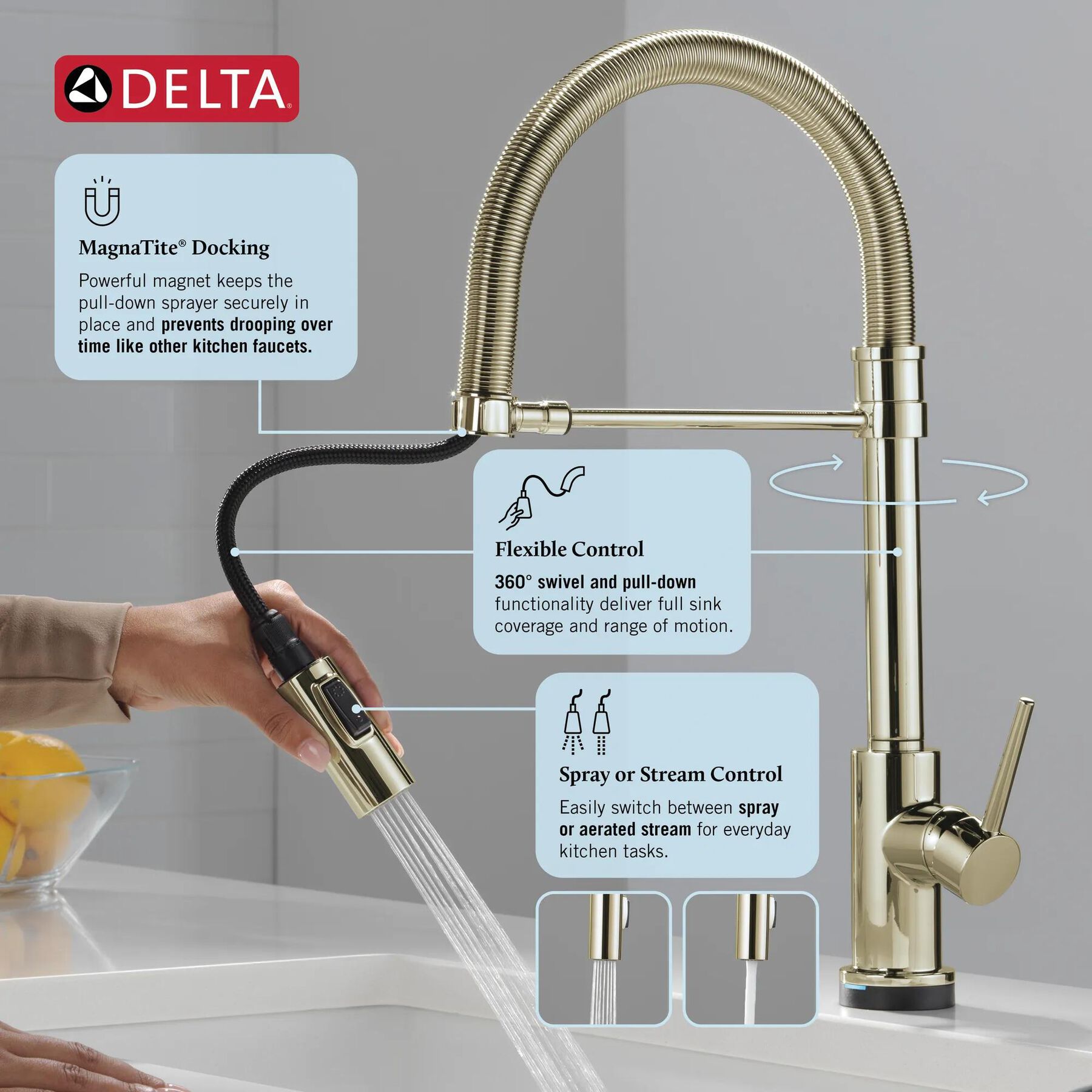 Touch<sub>2</sub>O&reg; Technology Kitchen Faucet with Touchless Technology