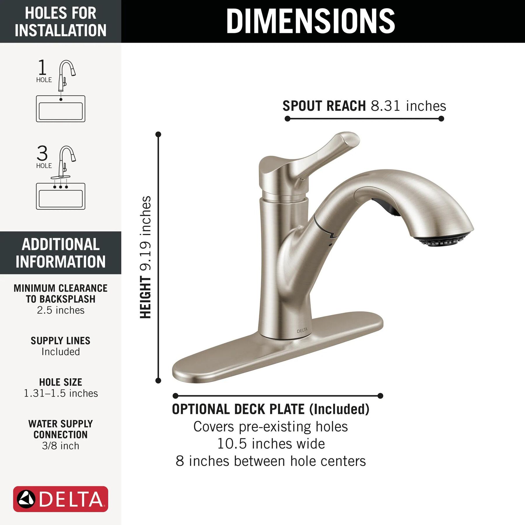 Single Handle Pull-Out Kitchen Faucet (Recertified)