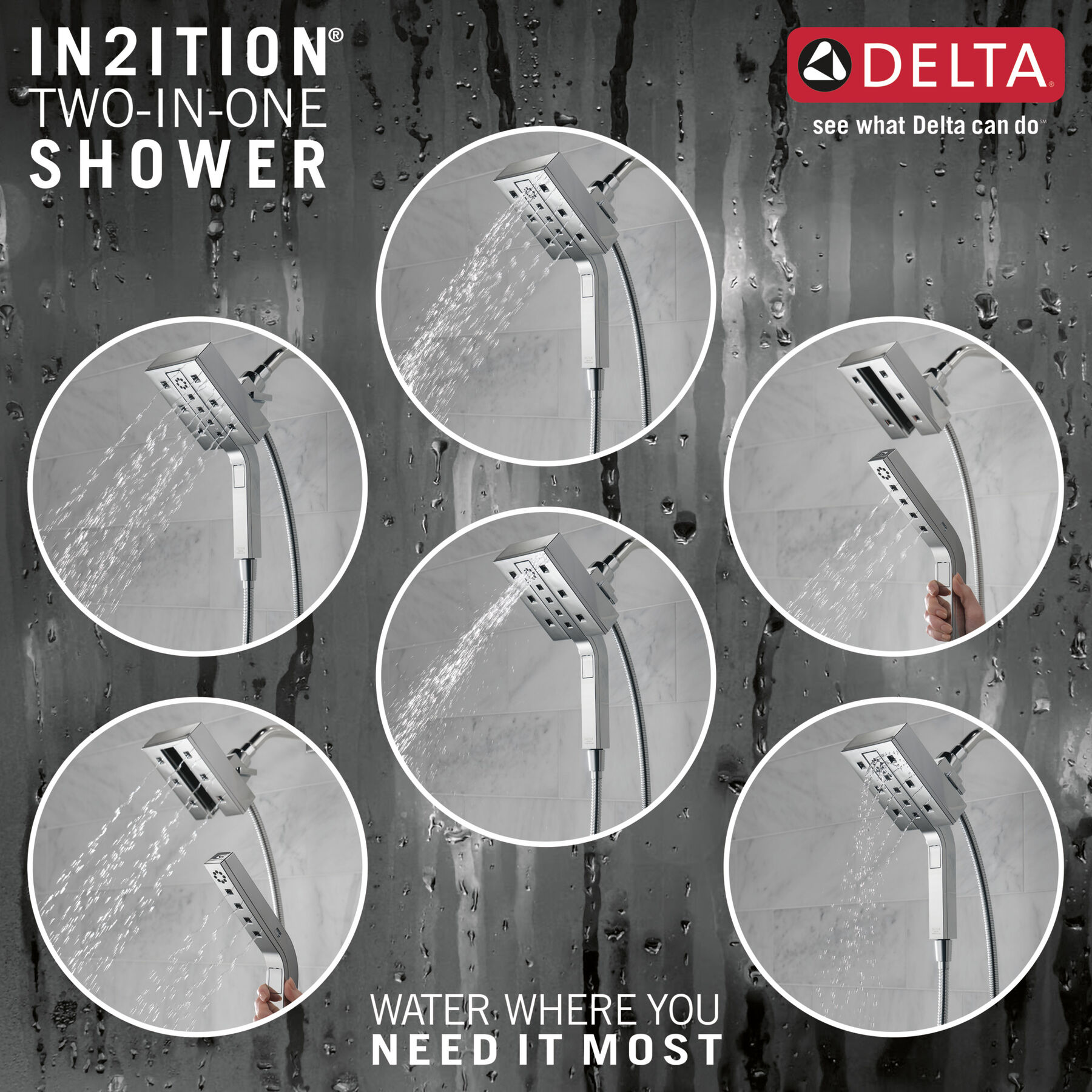 H<sub>2</sub>Okinetic&reg; In2ition&reg; 4-Setting Two-in-One Shower (Recertified)