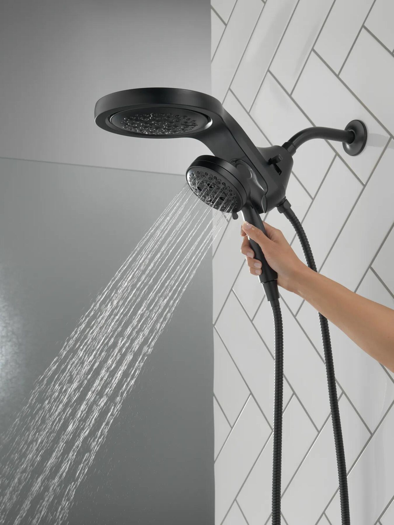 HydroRain&reg; H<sub>2</sub>Okinetic&reg; 5-Setting Two-in-One Shower Head