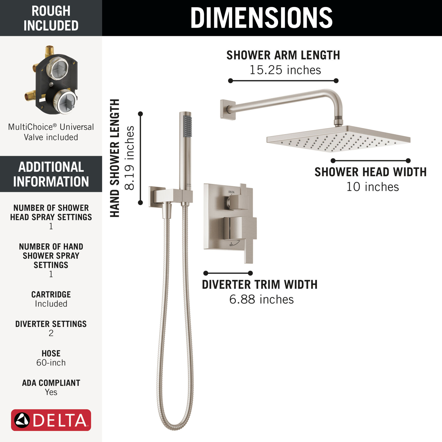 Monitor&reg; 14 Series Shower with Raincan, Hand Shower & Rough Valve