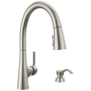 Single Handle Pull-Down Kitchen Faucet with Soap Dispenser and ShieldSpray Technology