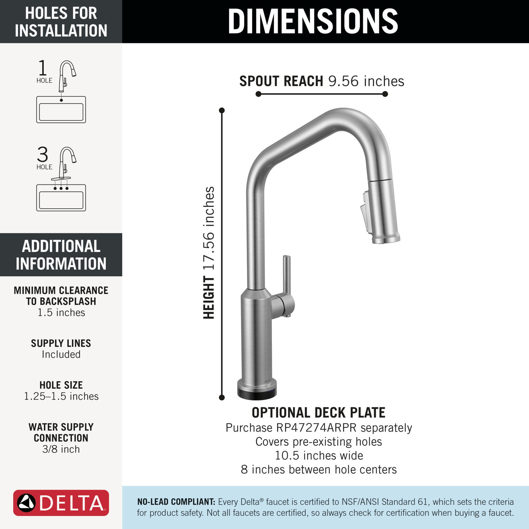 Touch2O&reg; Technology Kitchen Faucet with Touchless Technology