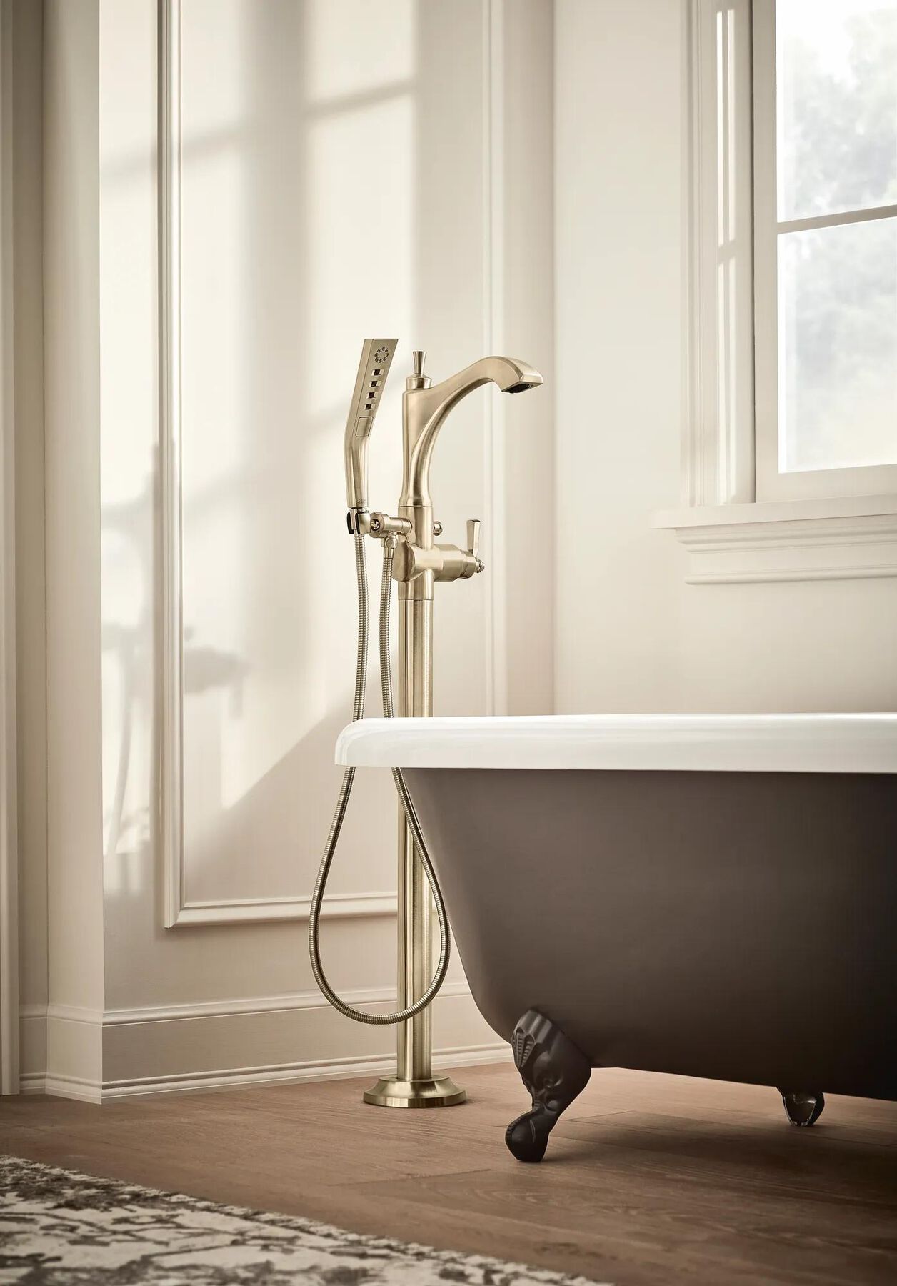 Single Handle Floor Mount Tub Filler Trim - Less Handle