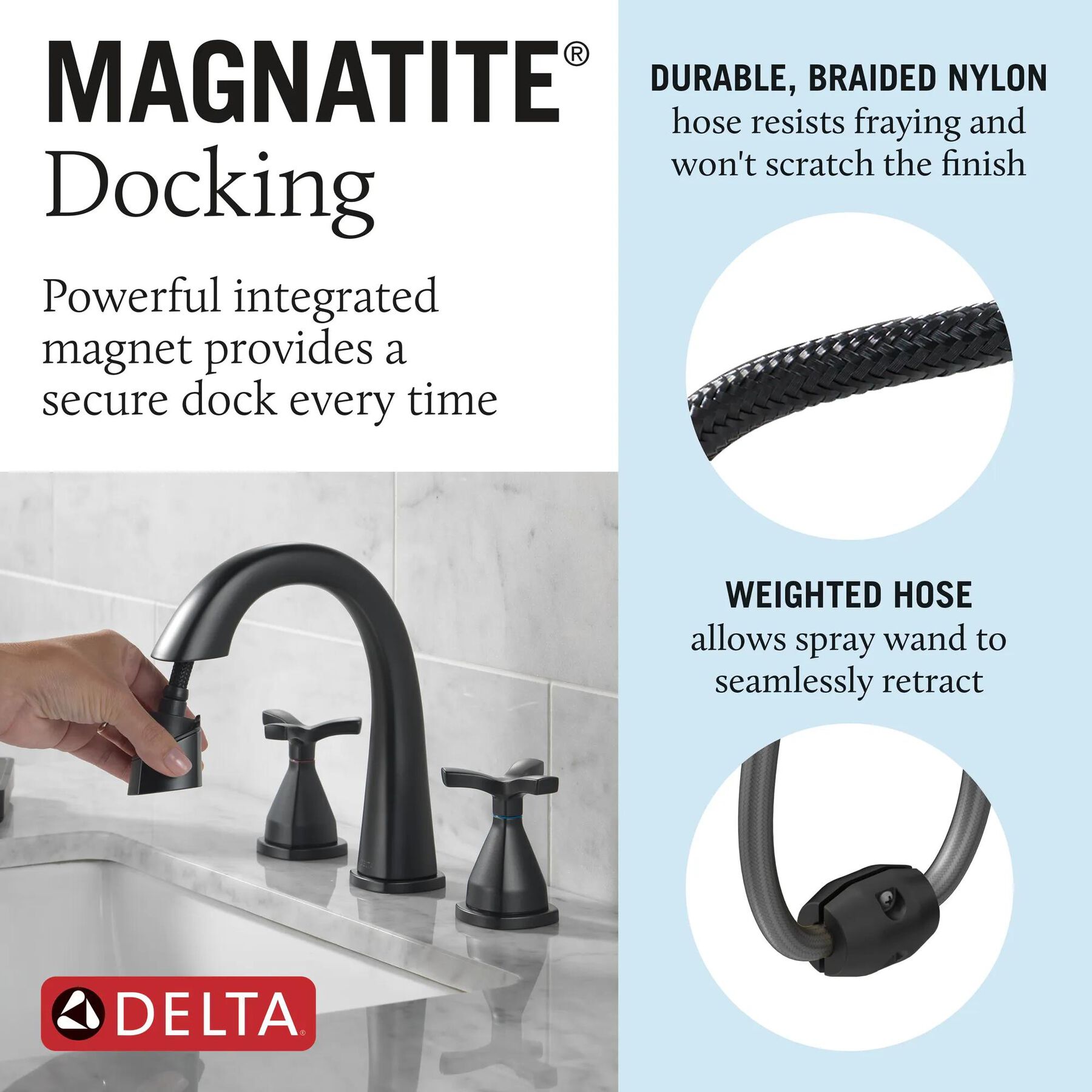 Two Handle Widespread Pull Down Bathroom Faucet