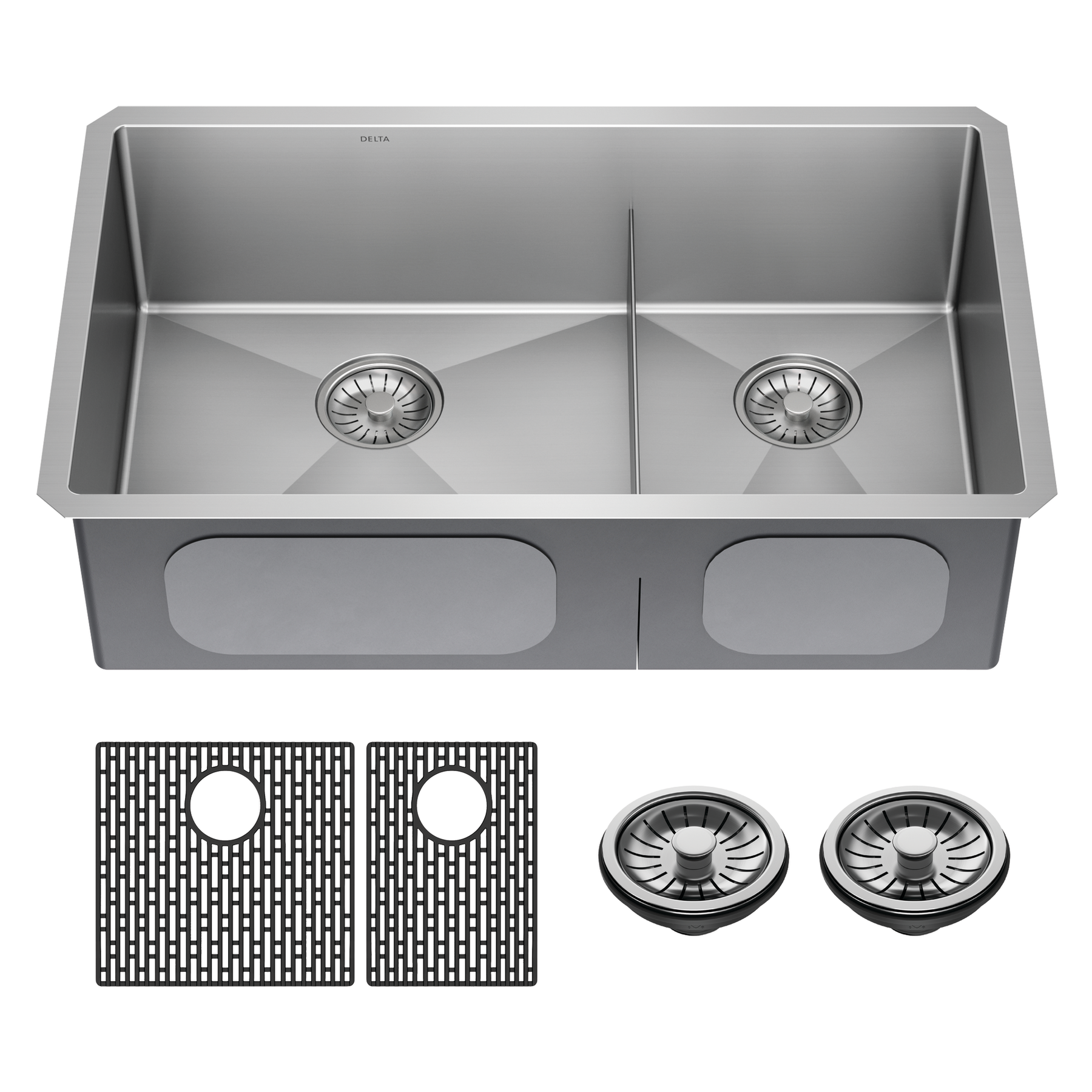 32&rdquo; Undermount Stainless Steel Double Bowl Kitchen Sink with Accessories
