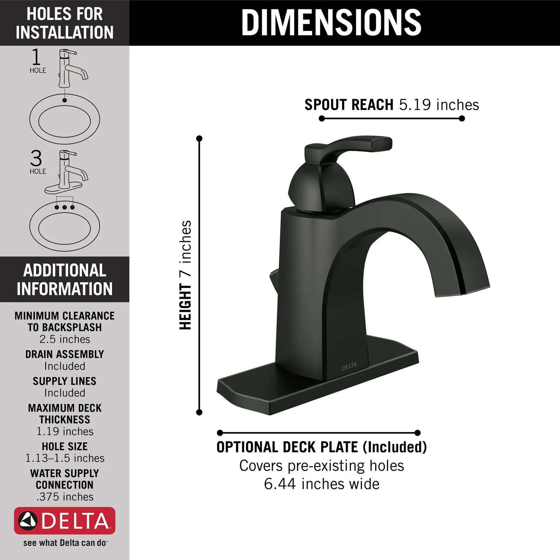 Single Hole Bathroom Faucet 1H (Recertified)