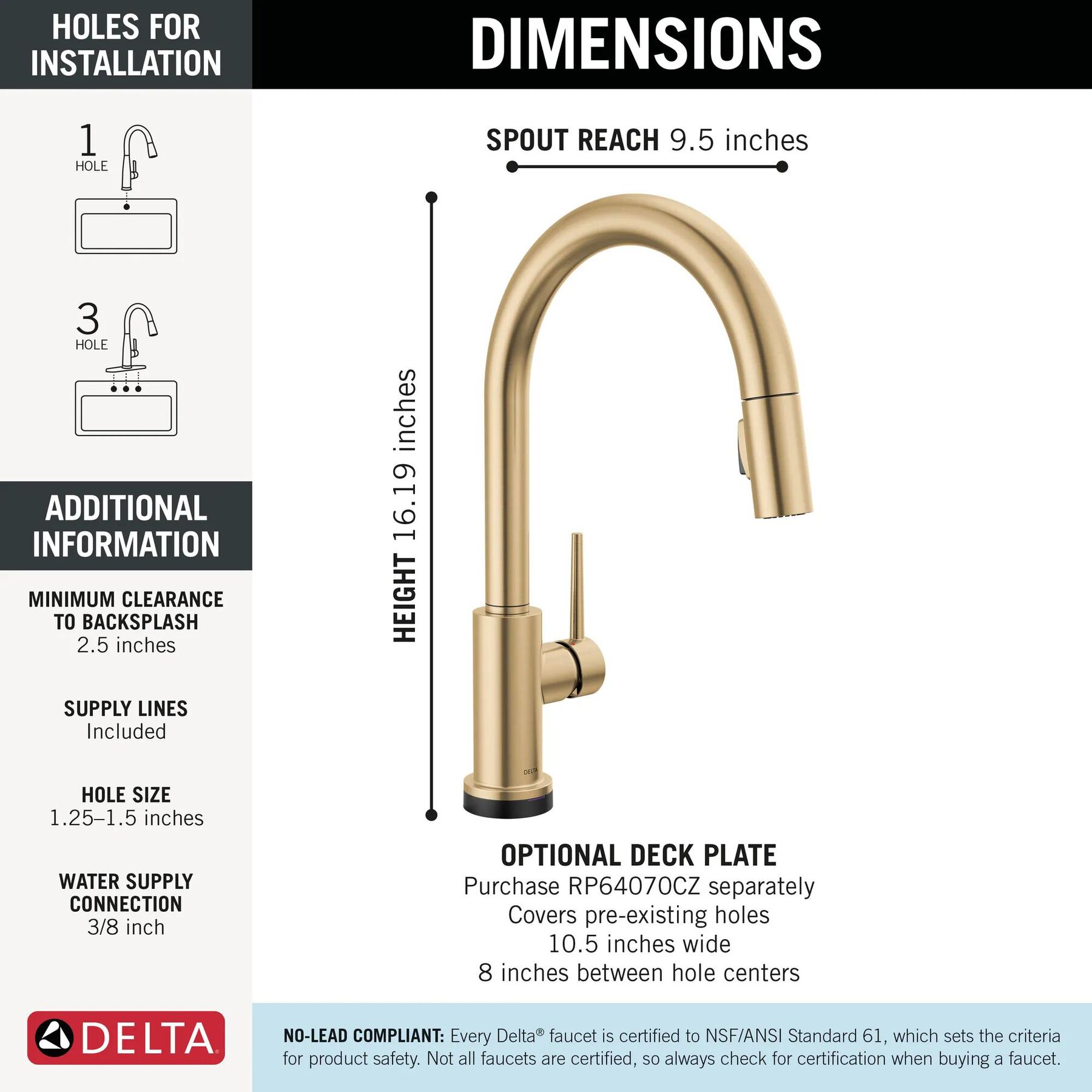 Touch<sub>2</sub>O&reg; Technology Kitchen Faucet with Touchless Technology
