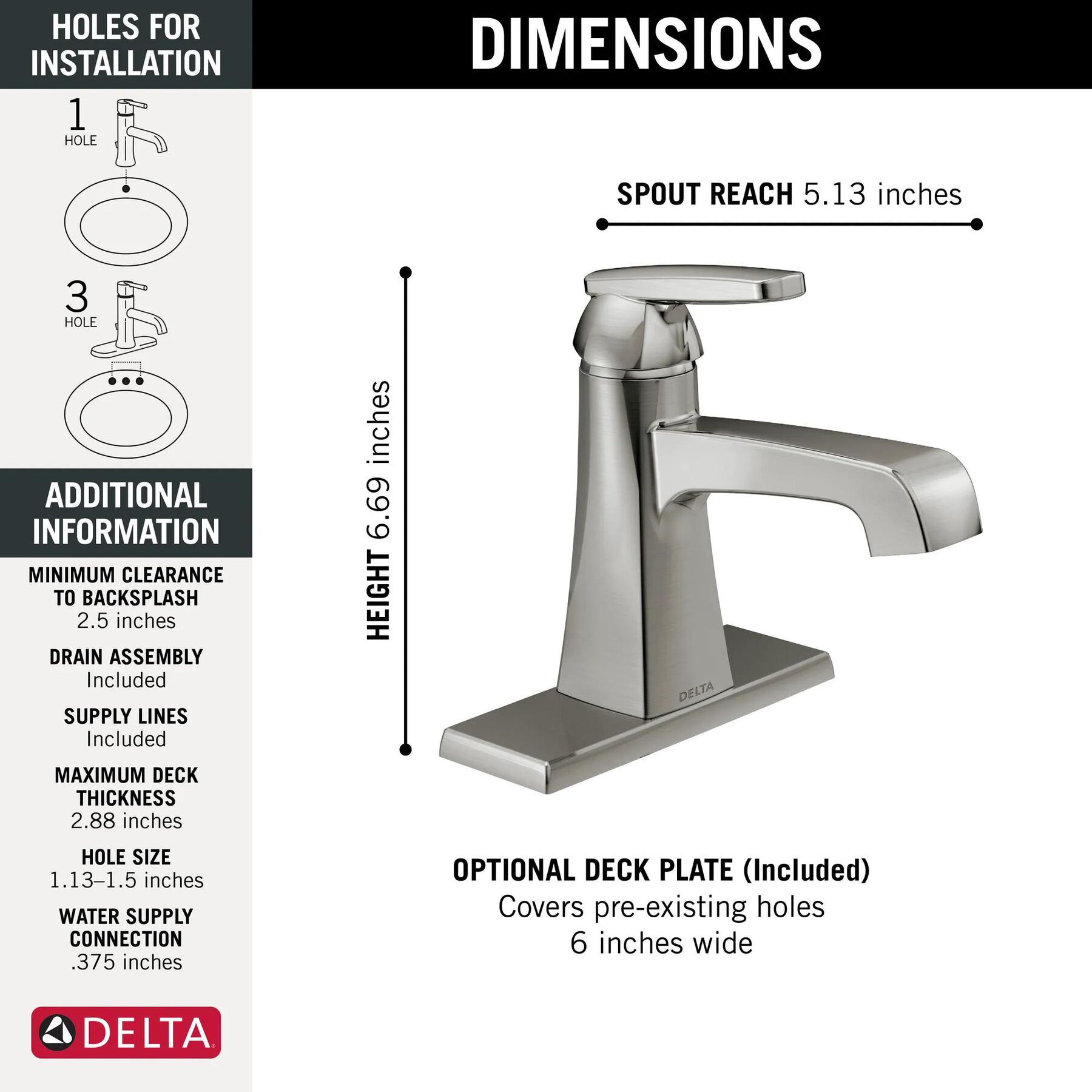 Single-Hole Bathroom Faucet (Recertified)