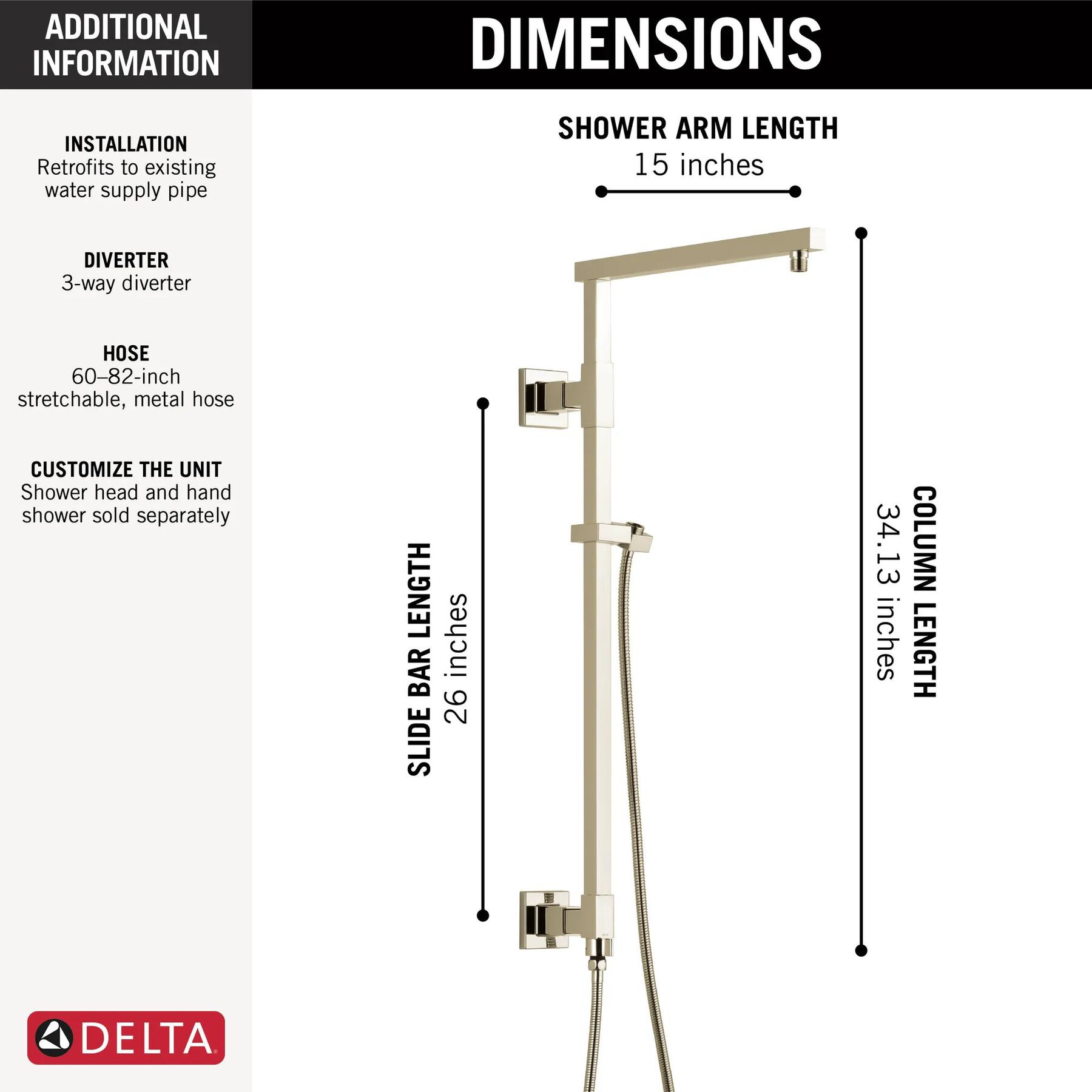 Emerge&reg; 26" Angular Shower Column