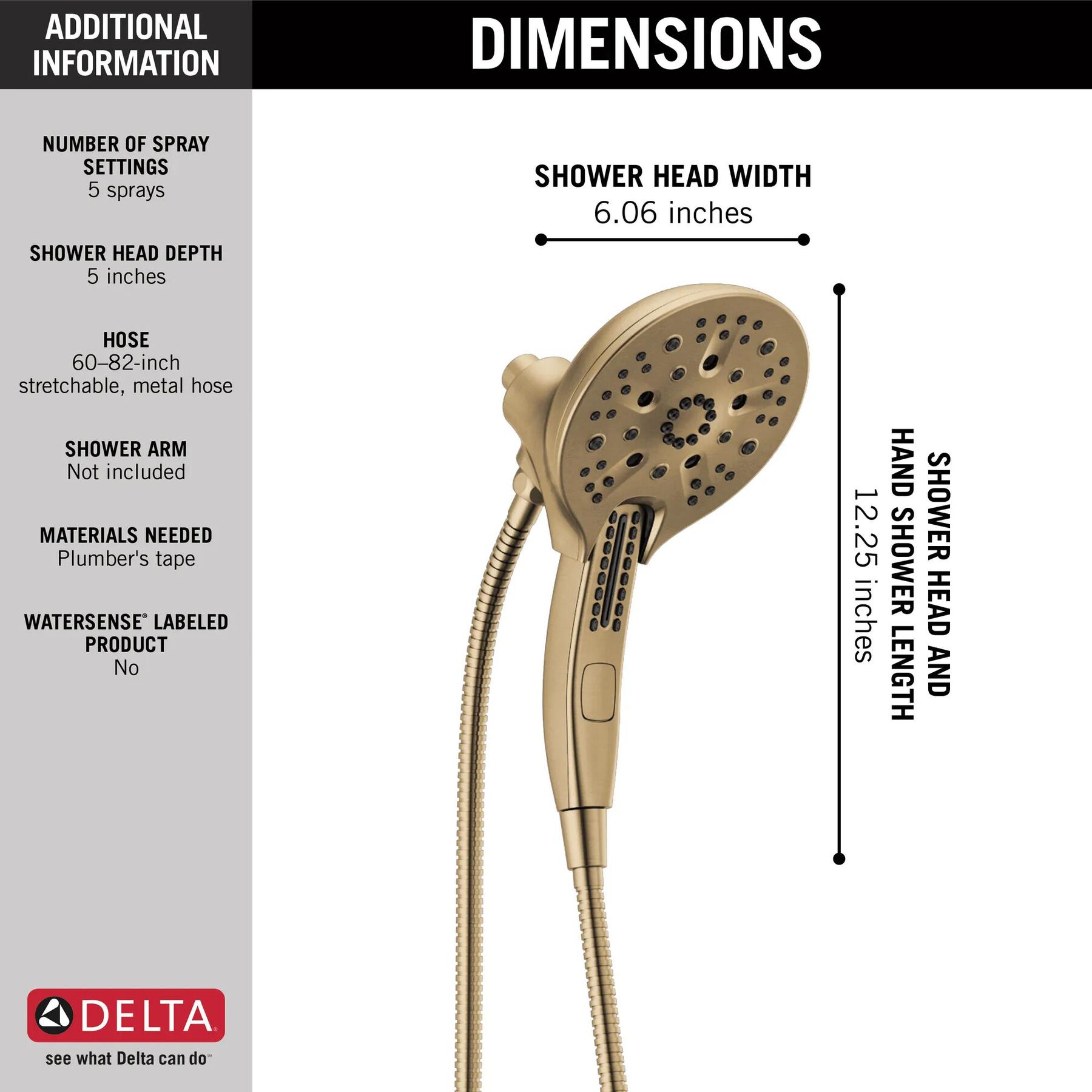 In2ition&reg; H<sub>2</sub>Okinetic&reg; 5-Setting Two-in-One Shower (Recertified)