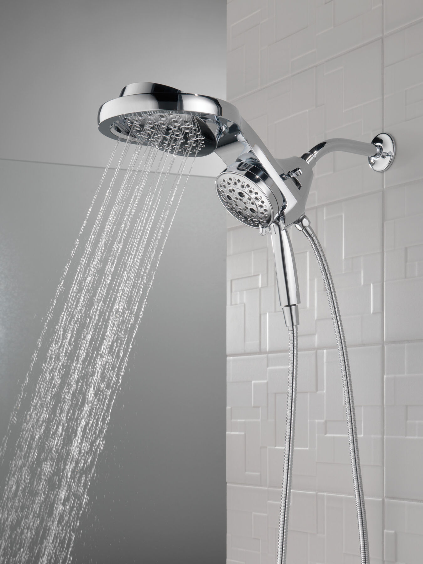 HydroRain&reg; H<sub>2</sub>Okinetic&reg; 5-Setting Two-in-One Shower Head (Recertified)
