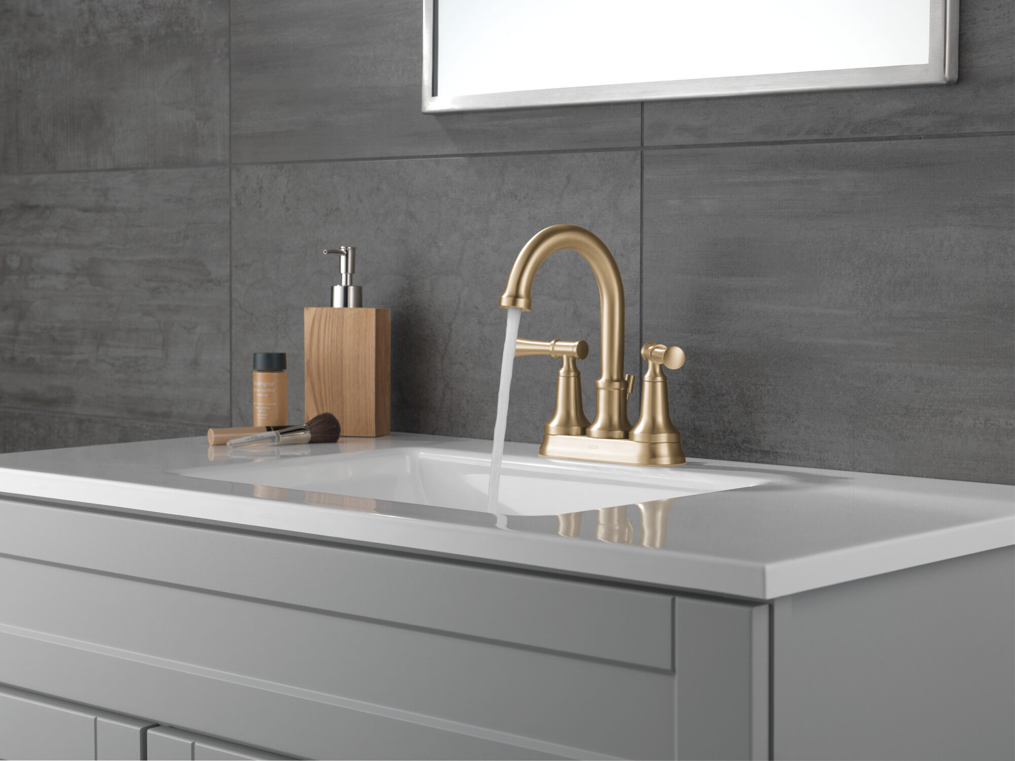 Two Handle Centerset Lavatory Faucet (Recertified) in Champagne