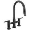 Two Handle Pull-Down Bridge Kitchen Faucet